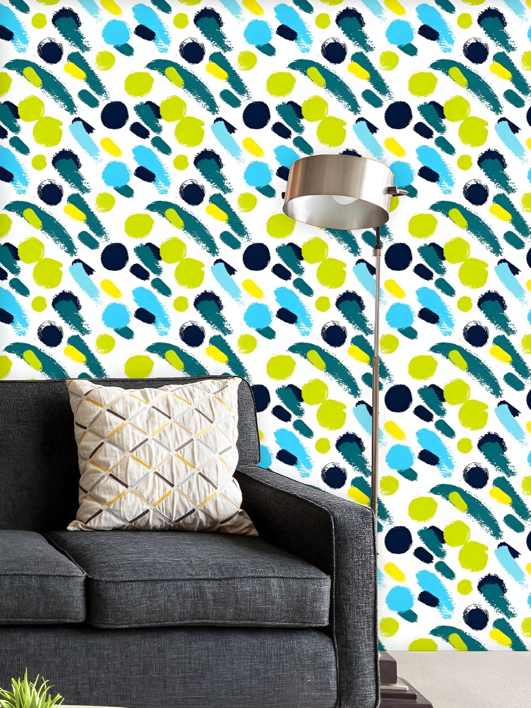 

ArtzFolio Printed UV-Resistant Anti-Bacterial Expressive Minimalistic Strokes Peel & Stick Wallpaper, Multi