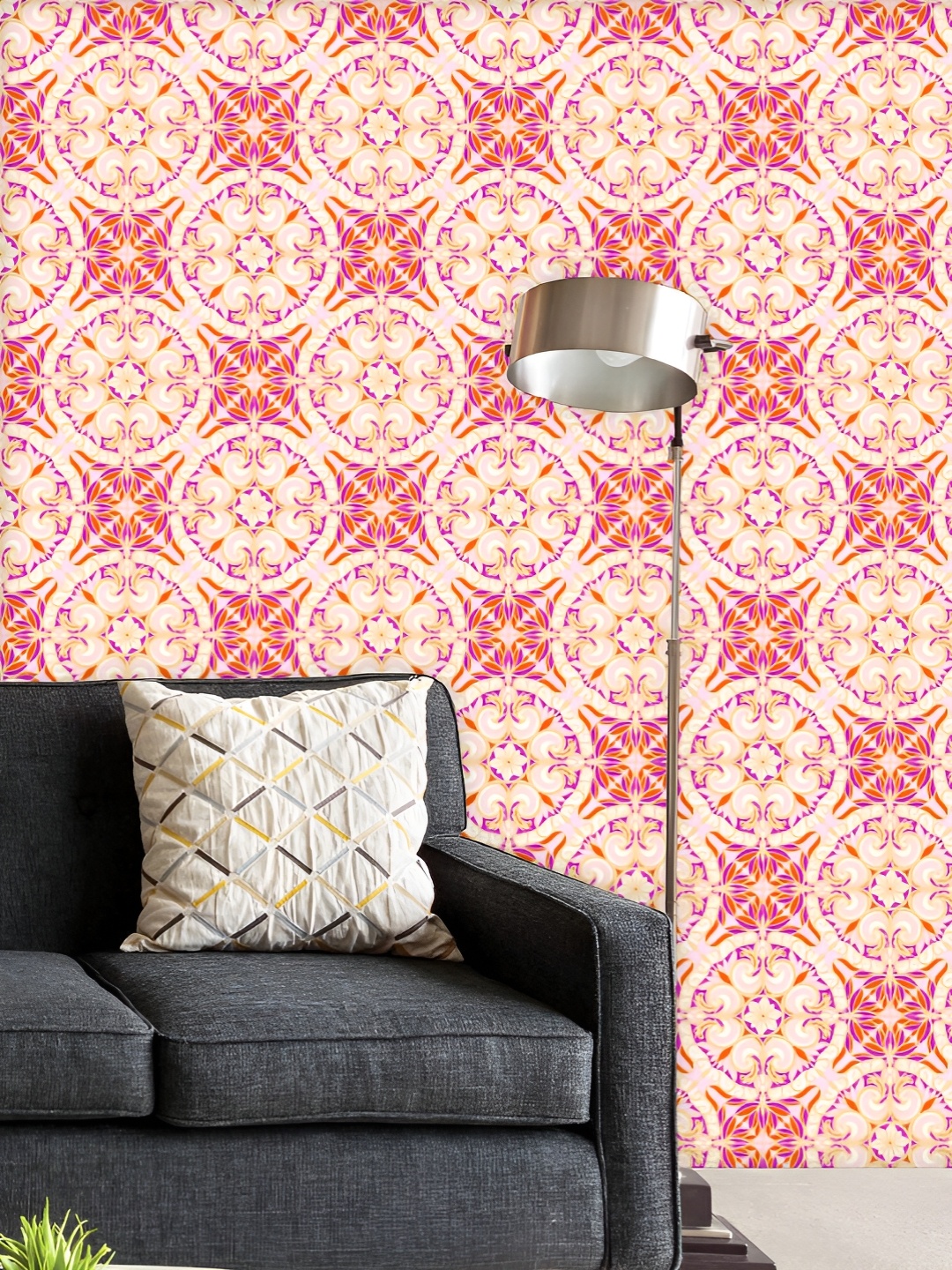 

ArtzFolio Printed UV-Resistant Anti-Bacterial Retro Arabesques Peel & Stick Wallpaper, Multi