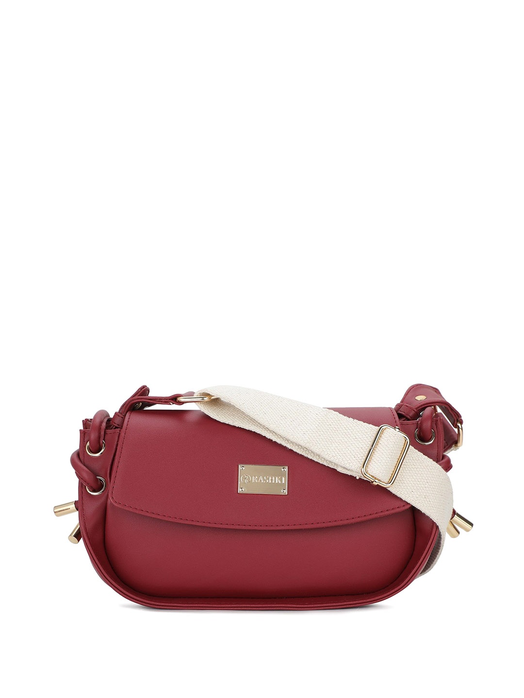 

RASHKI PU Structured Sling Bag with Tasselled, Burgundy