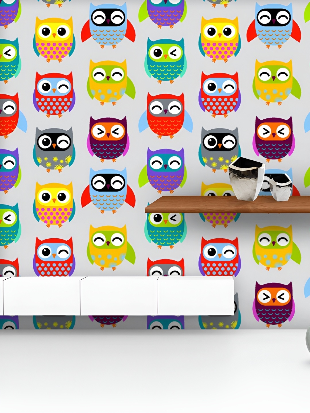 

ArtzFolio Printed UV-Resistant Anti-Bacterial Owls Pattern Peel & Stick Wallpaper, Multi