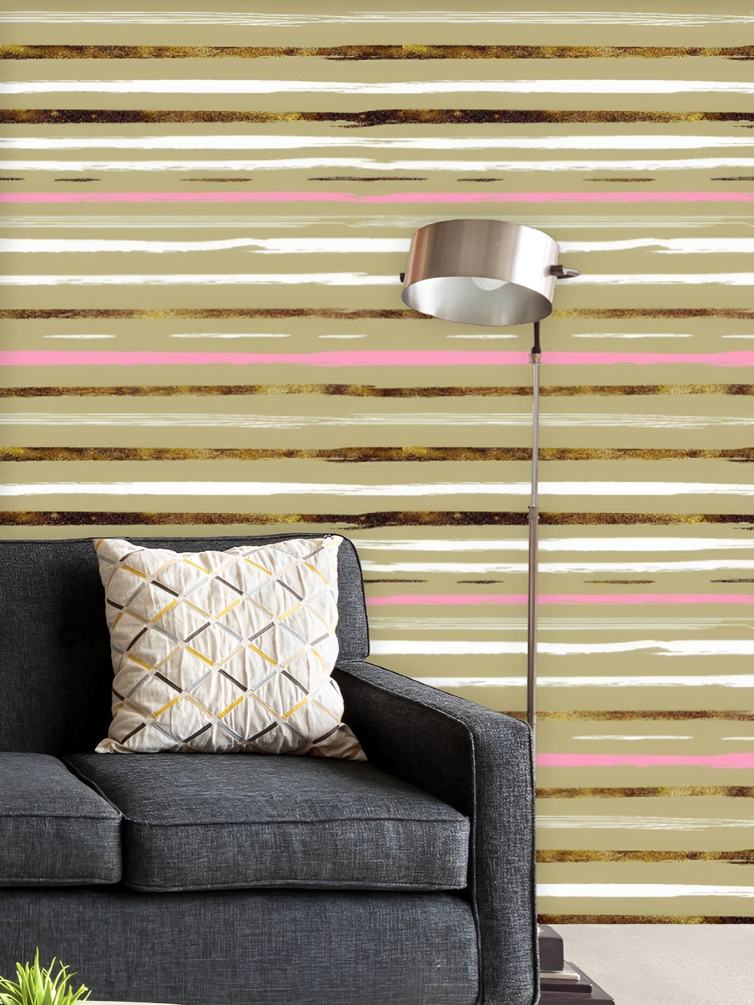 

ArtzFolio Printed UV-Resistant Anti-Bacterial Gold Stripes Pattern Peel & Stick Wallpaper, Multi