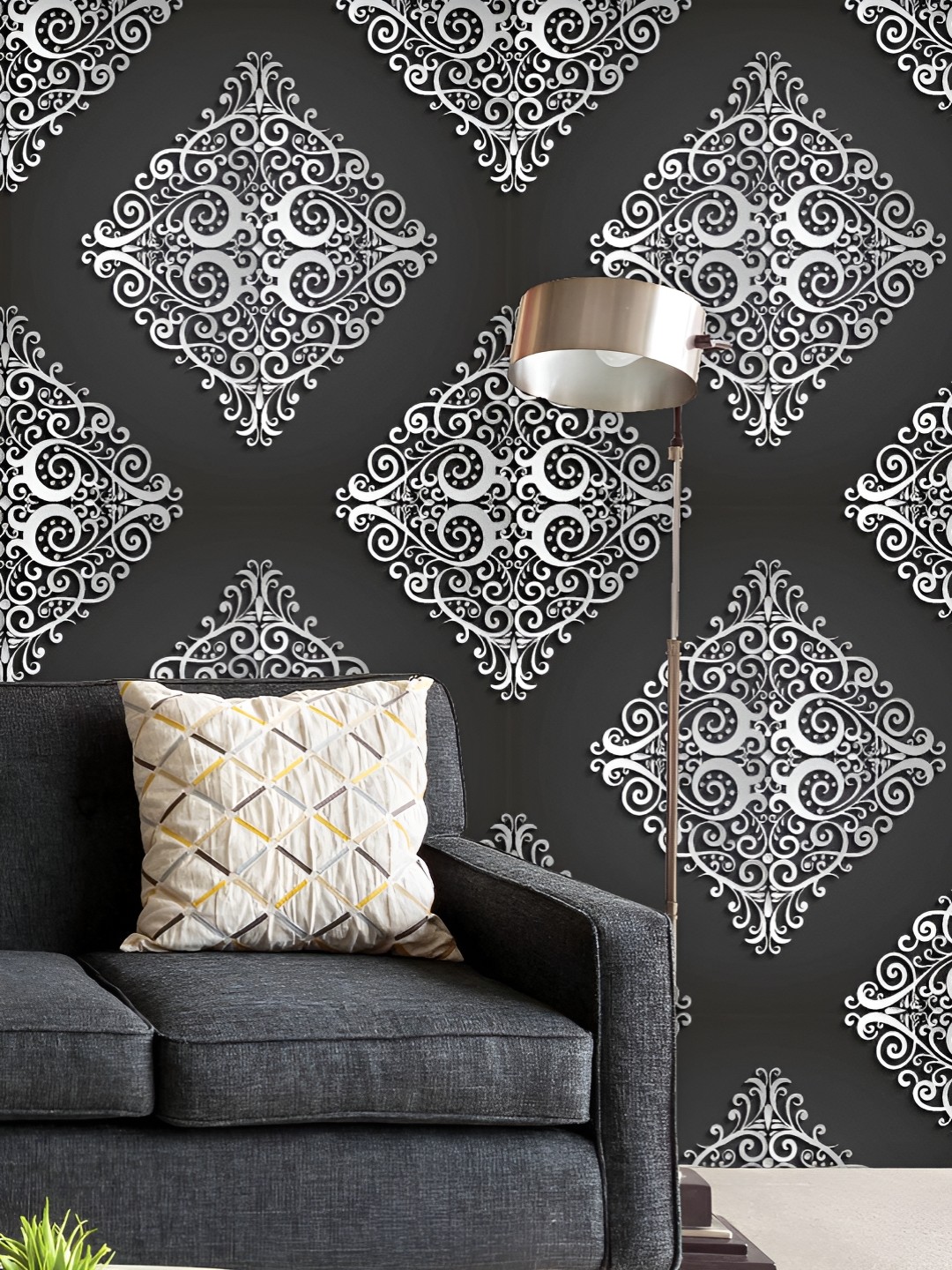 

ArtzFolio Black & White Floral Printed UV Resistant Wallpaper