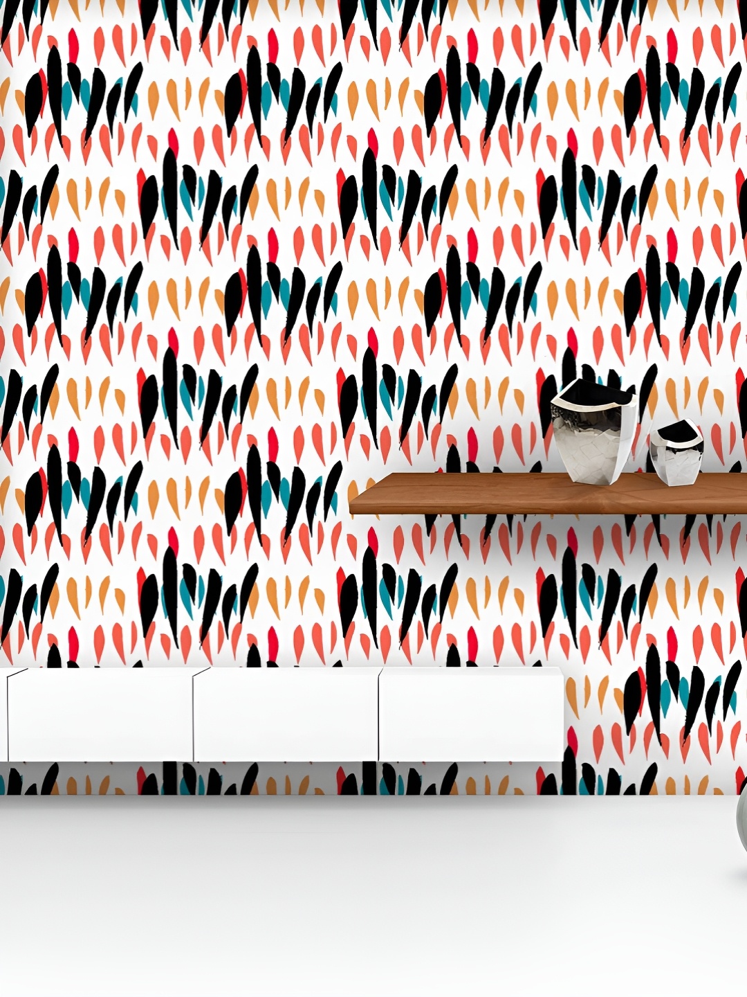 

ArtzFolio Printed UV-Resistant Anti-Bacterial Chevron Brush Strokes Peel & Stick Wallpaper, Multi