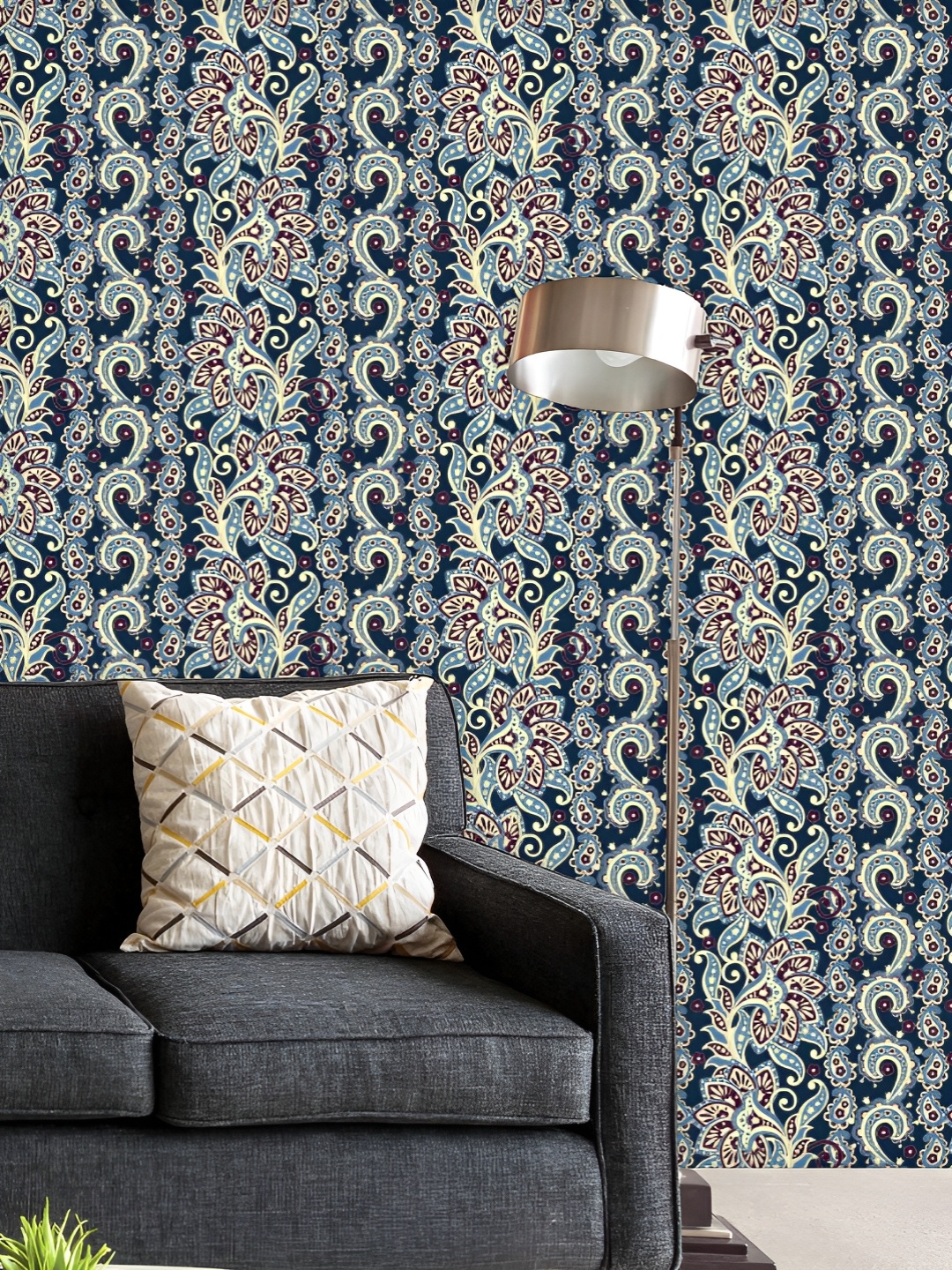 

ArtzFolio Printed UV-Resistant Anti-Bacterial Paisley Ornamental Motif Peel & Stick Wallpaper, Multi