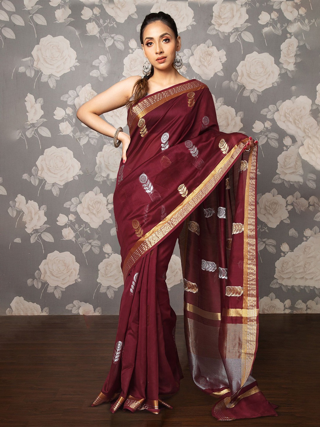

Unnati Silks Woven Design Zari Handloom Uppada Saree, Maroon