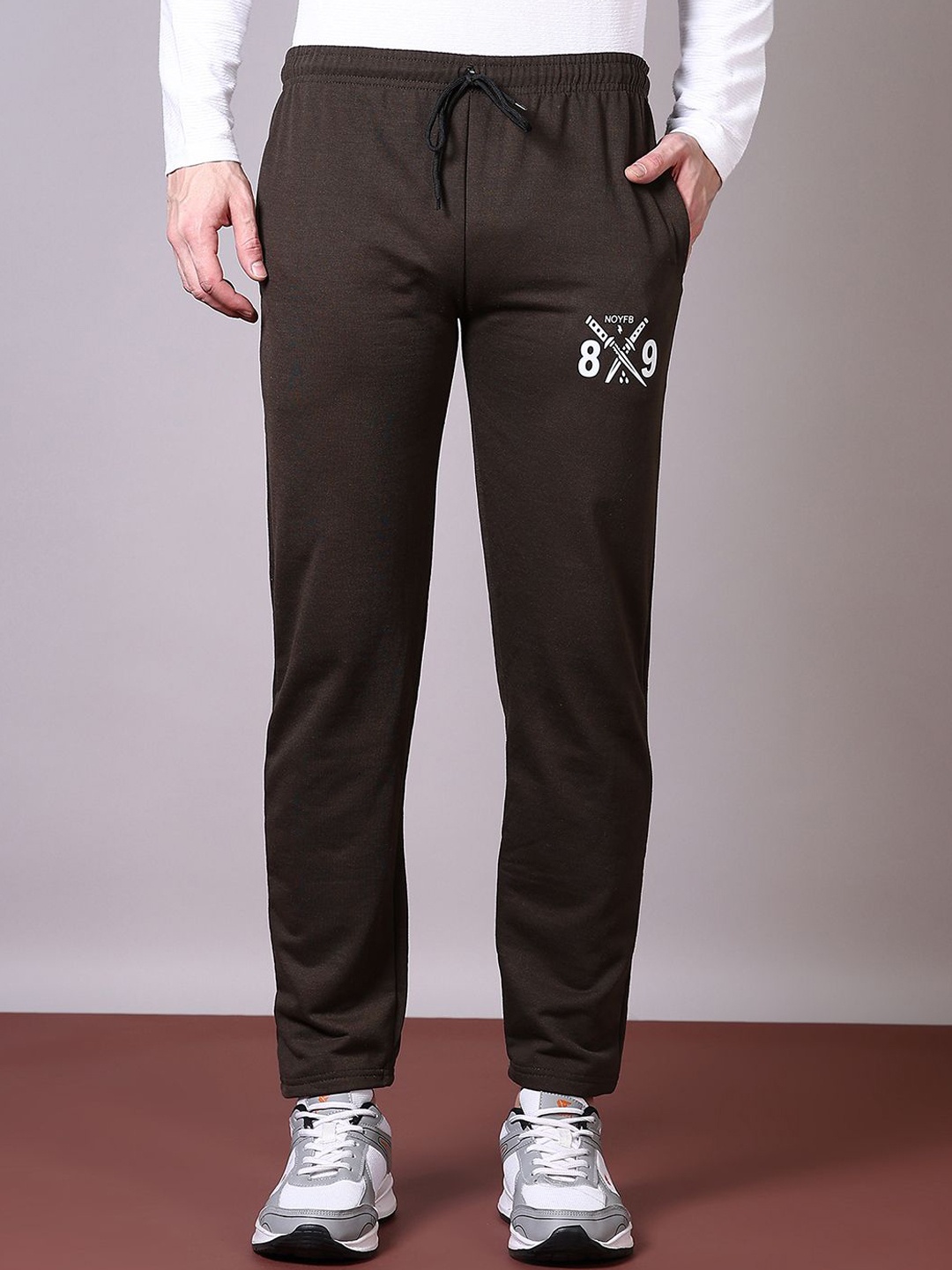 

V-Mart Men Cotton Mid Rise Track Pants, Brown