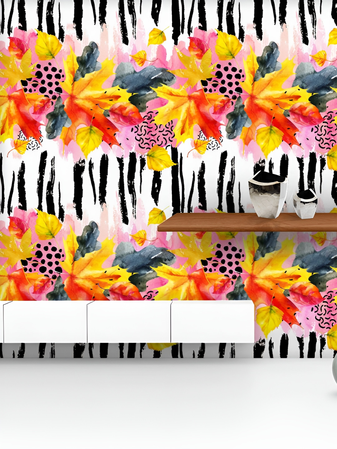 

ArtzFolio Printed UV-Resistant Anti-Bacterial Watercolor Abstract Autumn Peel & Stick Wallpaper, Multi