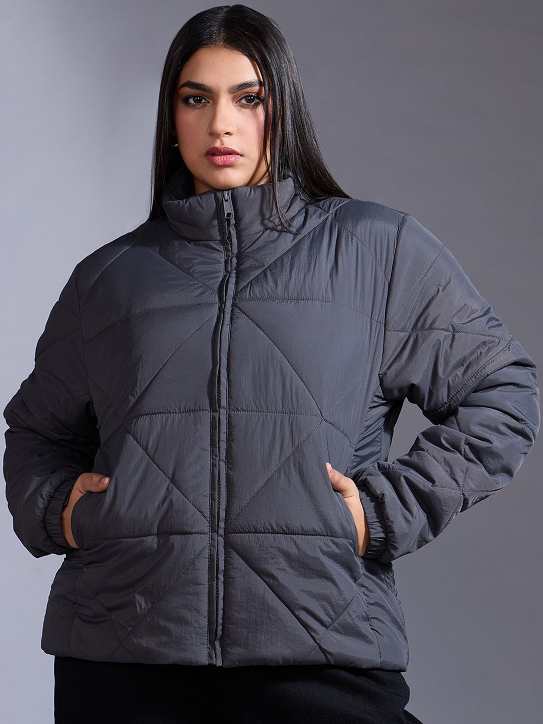 

20Dresses Women Long Sleeves Puffer Jacket, Grey