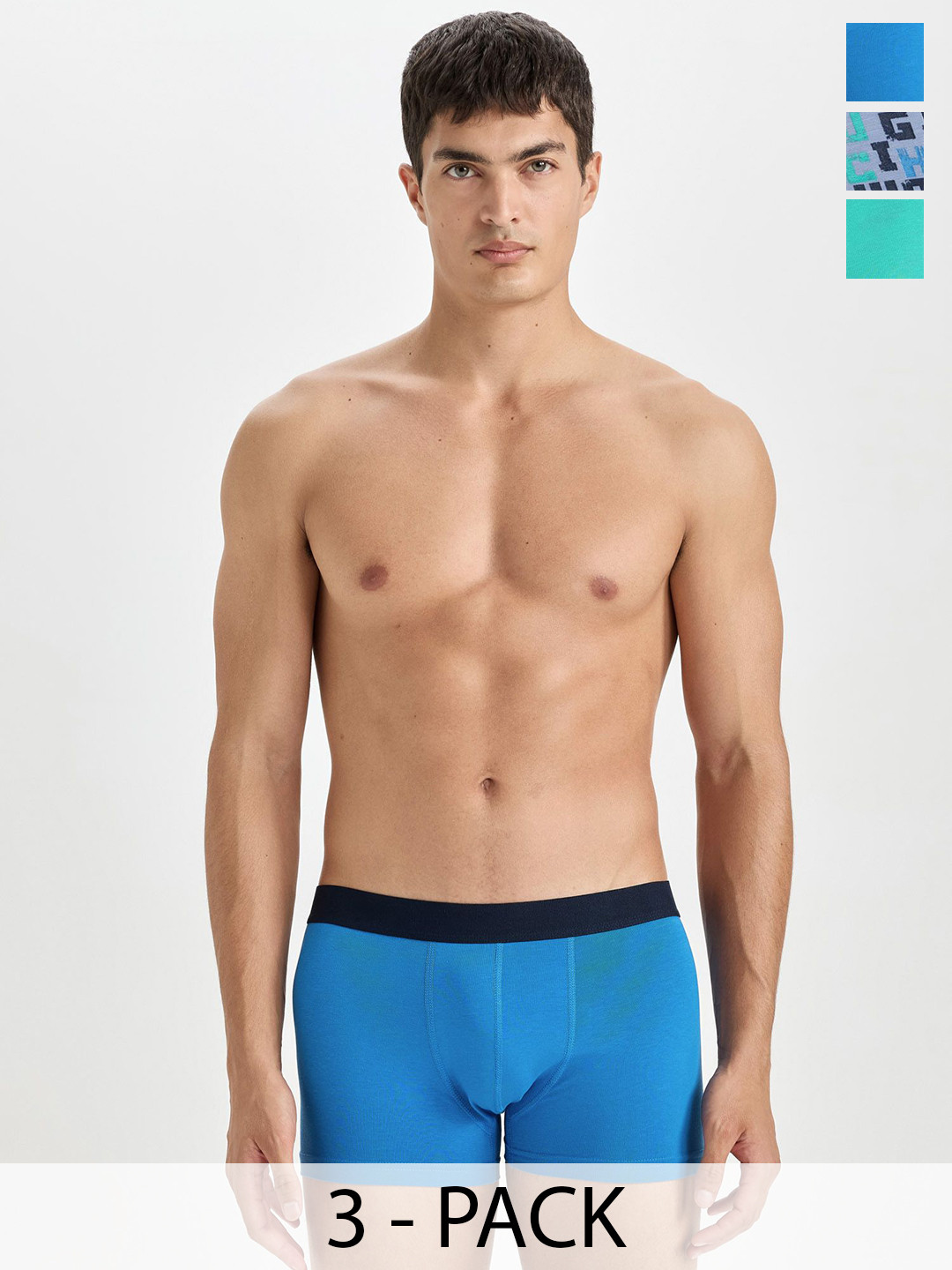 

DeFacto Men Pack Of 3 Printed Trunk 235164145, Blue