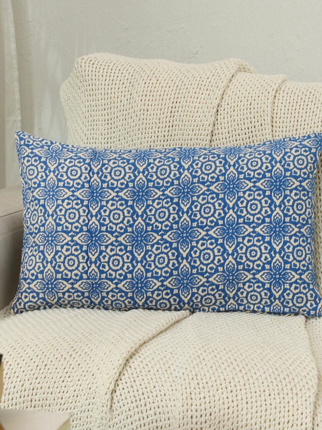 

HOMPRIN Blue & Grey Rectangle Cushion Covers