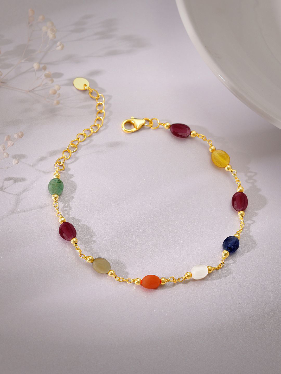 

GIVA 925 Sterling Silver Gold-Plated Beaded Wraparound Bracelet