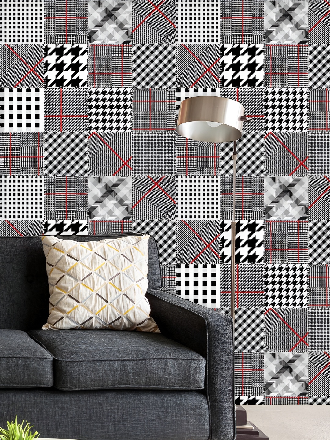 

ArtzFolio Printed UV-Resistant Anti-Bacterial Glen Plaids Peel & Stick Wallpaper, Multi