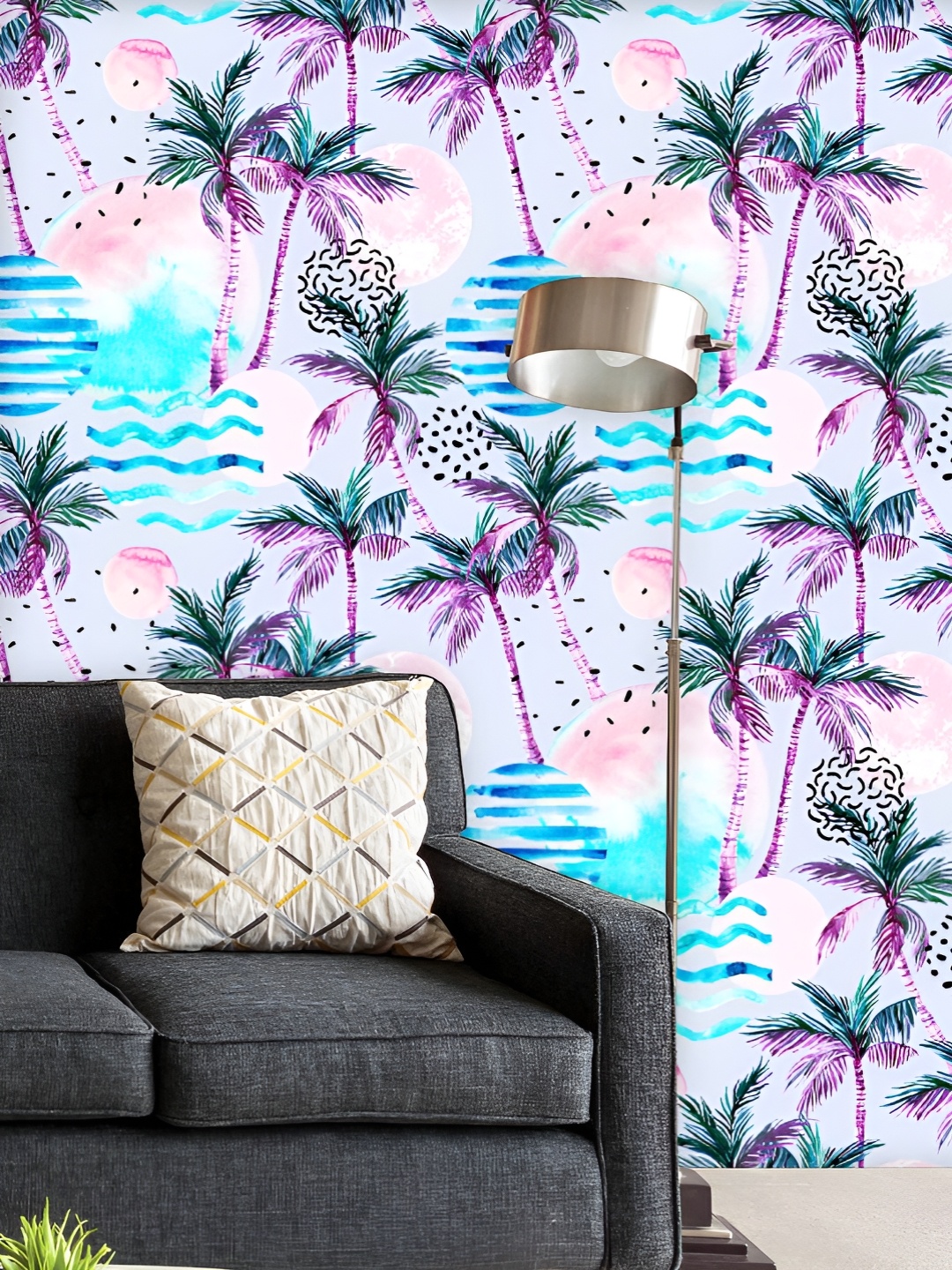 

ArtzFolio Printed UV-Resistant Anti-Bacterial Tropical Doodle Elements Peel & Stick Wallpaper, Multi