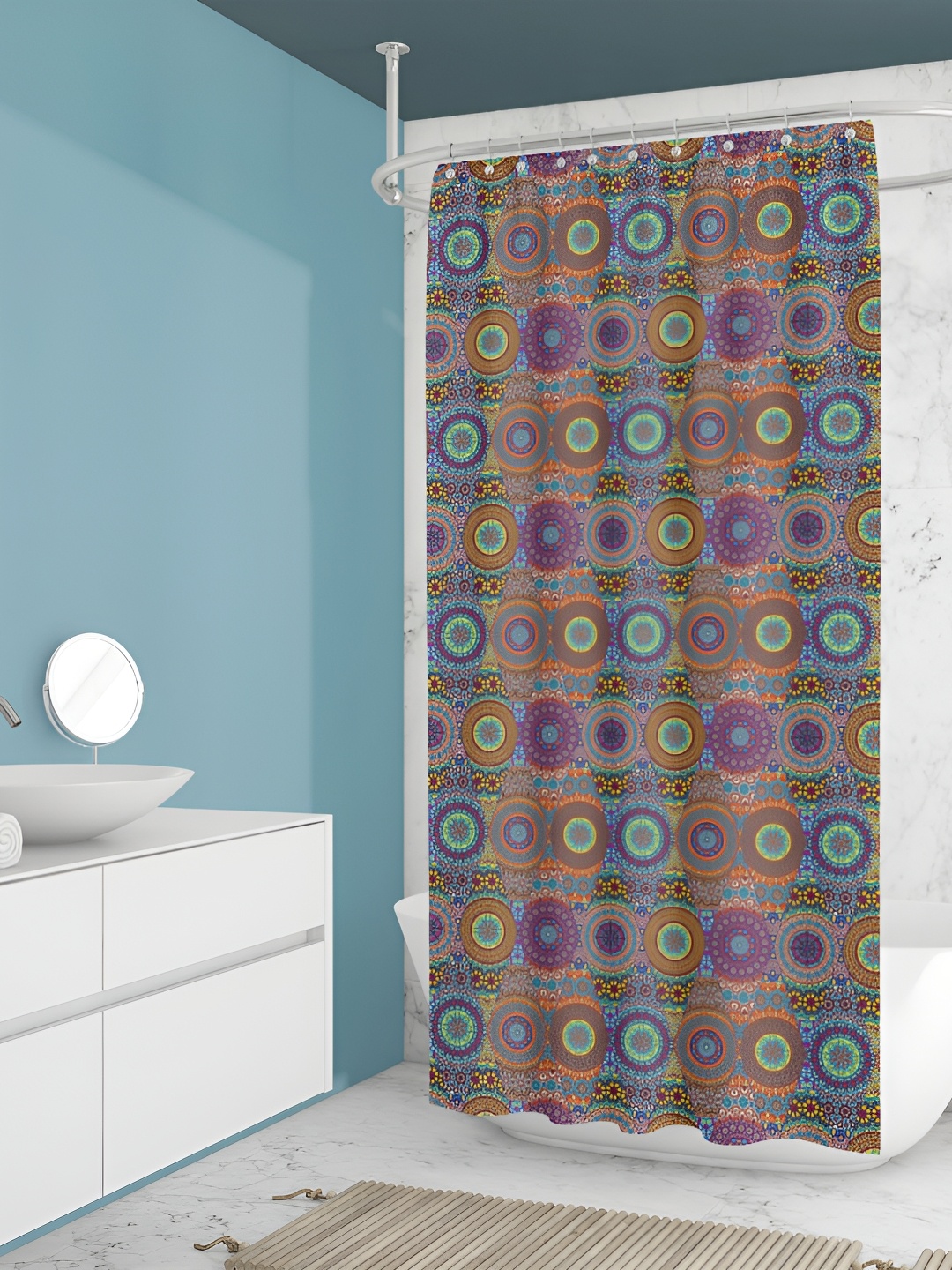 

ArtzFolio Orange-Coloured & Purple Printed Waterproof Shower Curtain