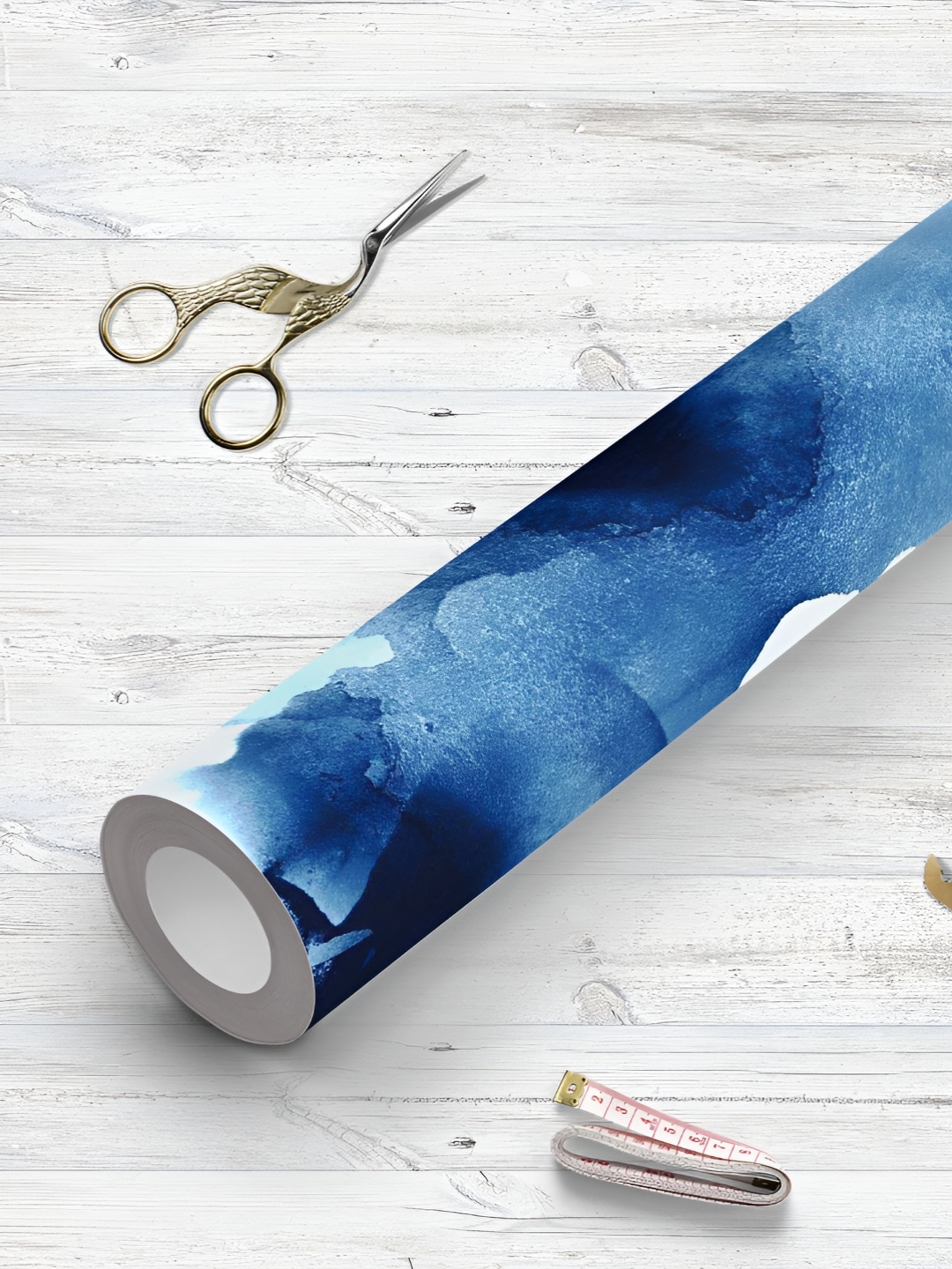 

ArtzFolio White & Blue Printed UV Resistant Wallpaper