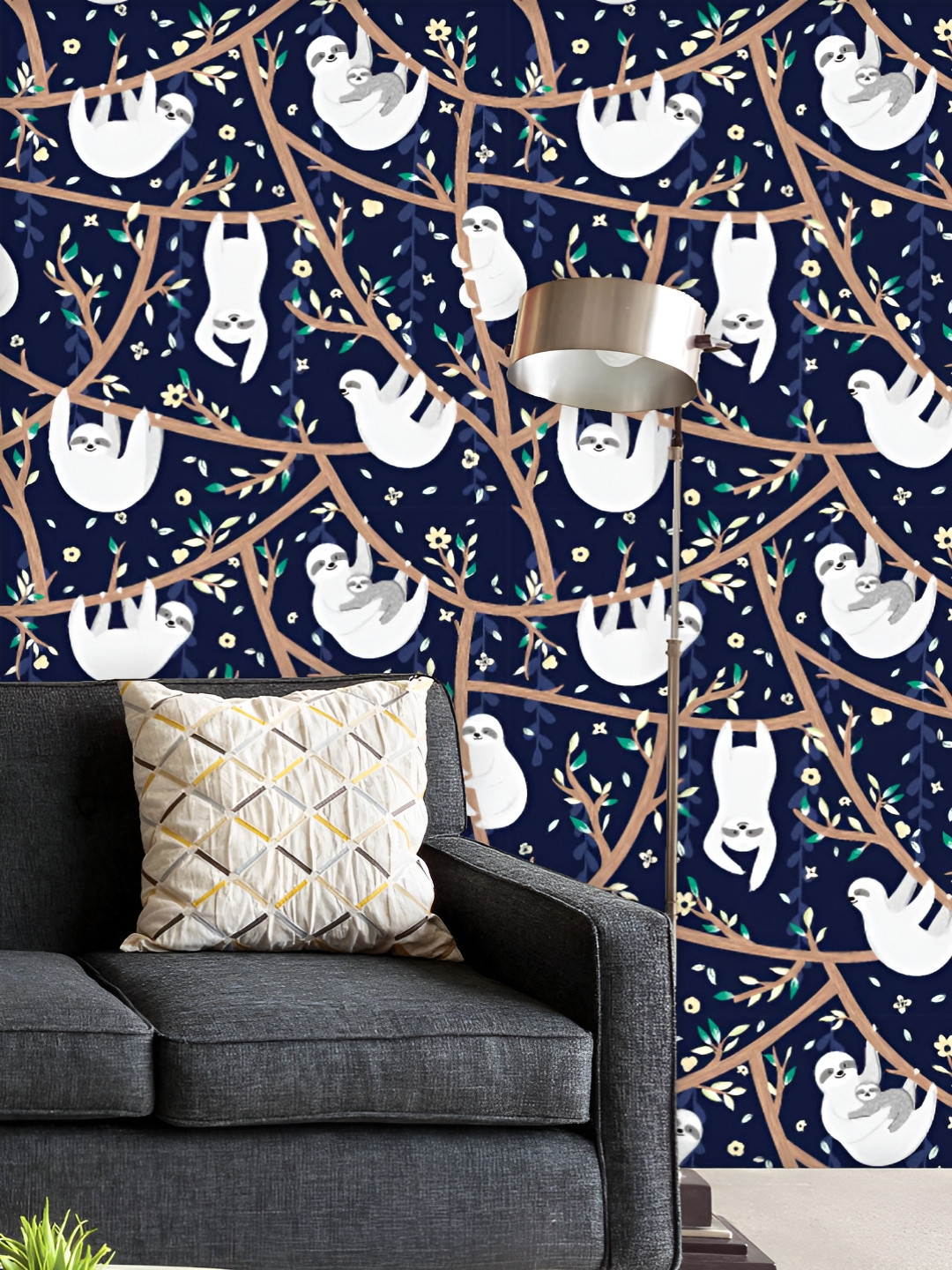 

ArtzFolio Printed UV-Resistant Anti-Bacterial Baby Sloth Hanging On Tree Peel & Stick Wallpaper, Multi