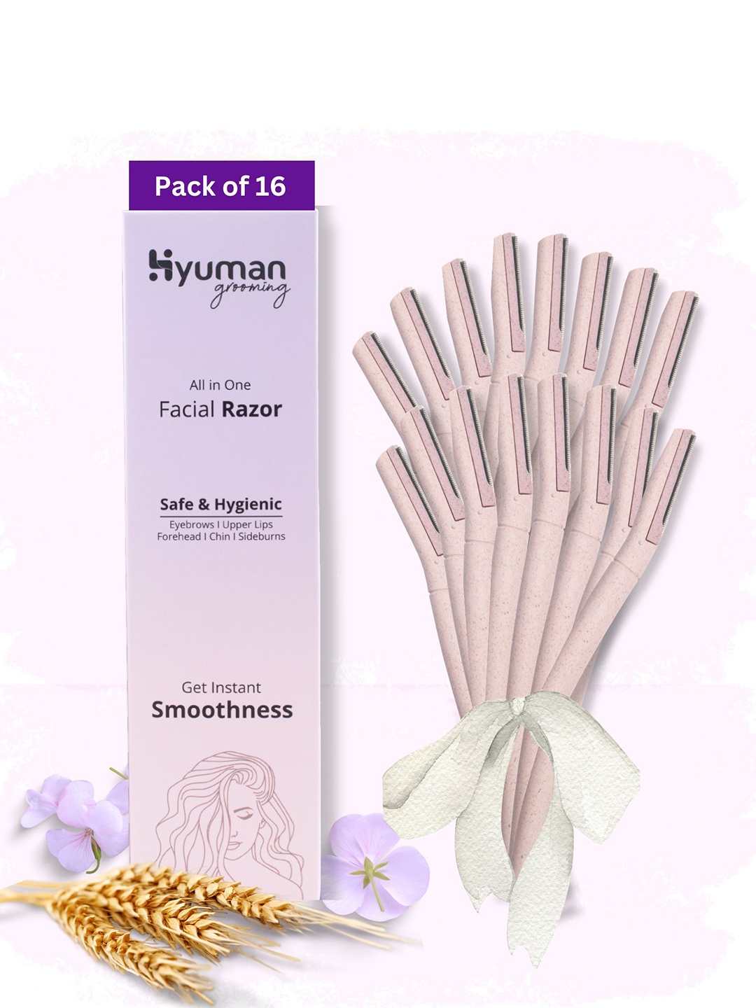 

HYUMAN Set Of 16 All In One Facial Razors, Pink