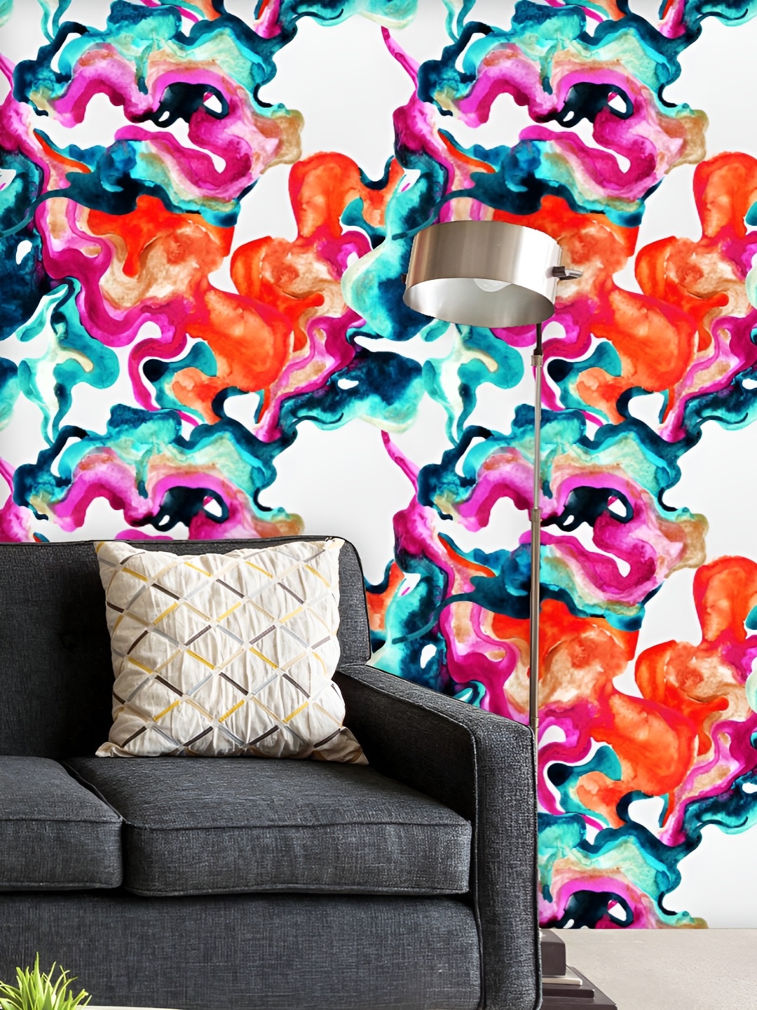 

ArtzFolio Blue & Pink Abstract Printed UV Resistant Wallpaper