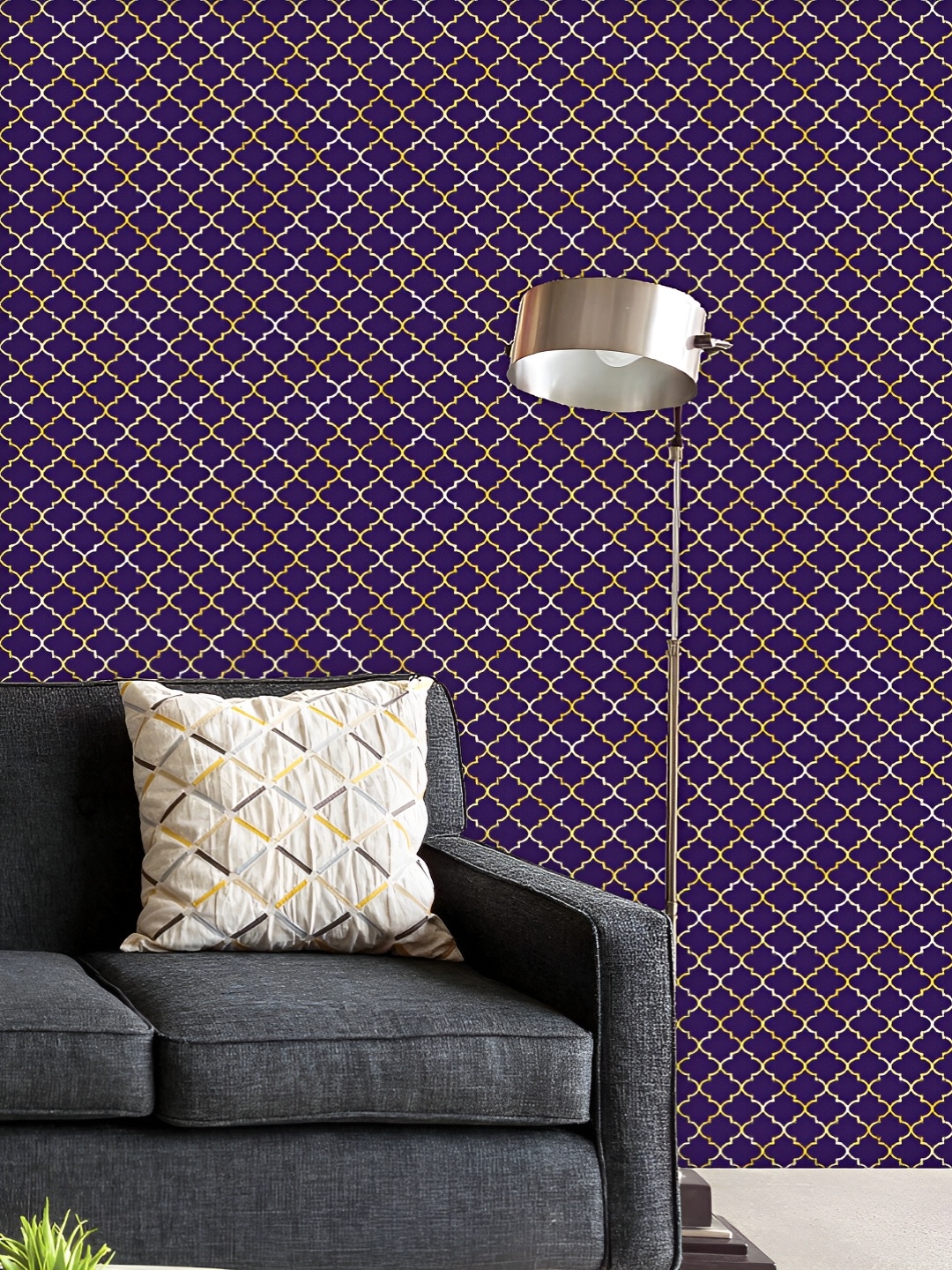 

ArtzFolio Printed UV-Resistant Anti-Bacterial Quatrefoil Art Pattern Peel & Stick Wallpaper, Multi