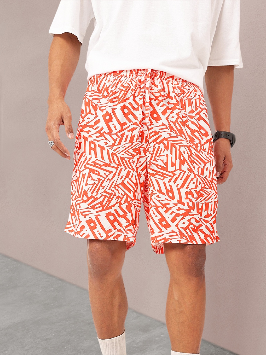 

KooK N Keech Catch Me With Typography Shorts, White