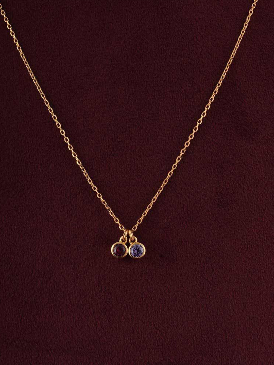 

PALMONAS Sterling Silver Gold-Plated Stone Studded Necklace