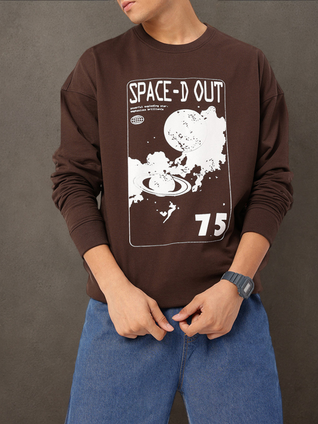 

Kook N Keech Urban-Relax Graphic Printed Pullover Sweatshirt, Brown