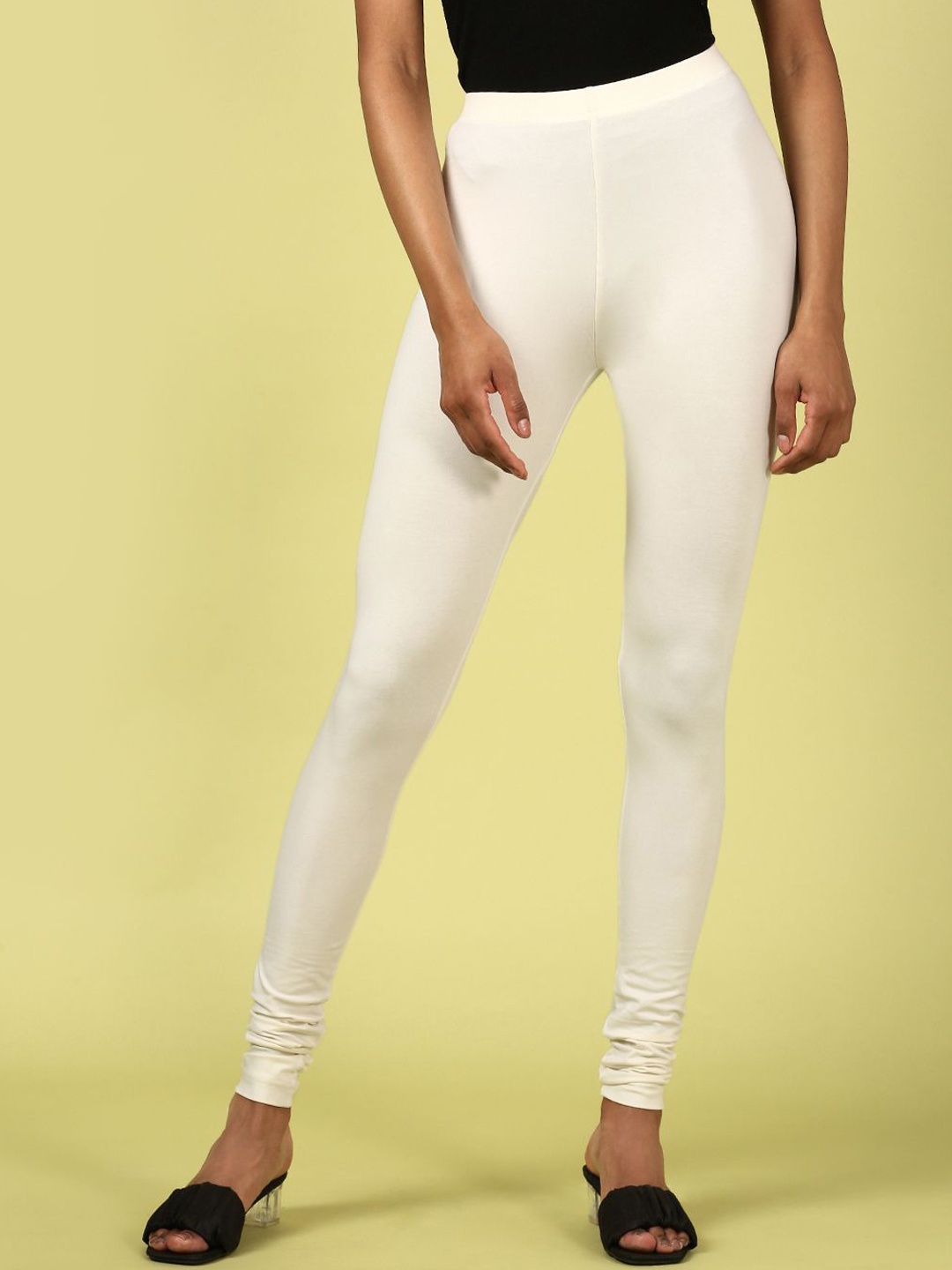 

De Moza Women Pack Of 2 Churidar-Length Leggings, Off white