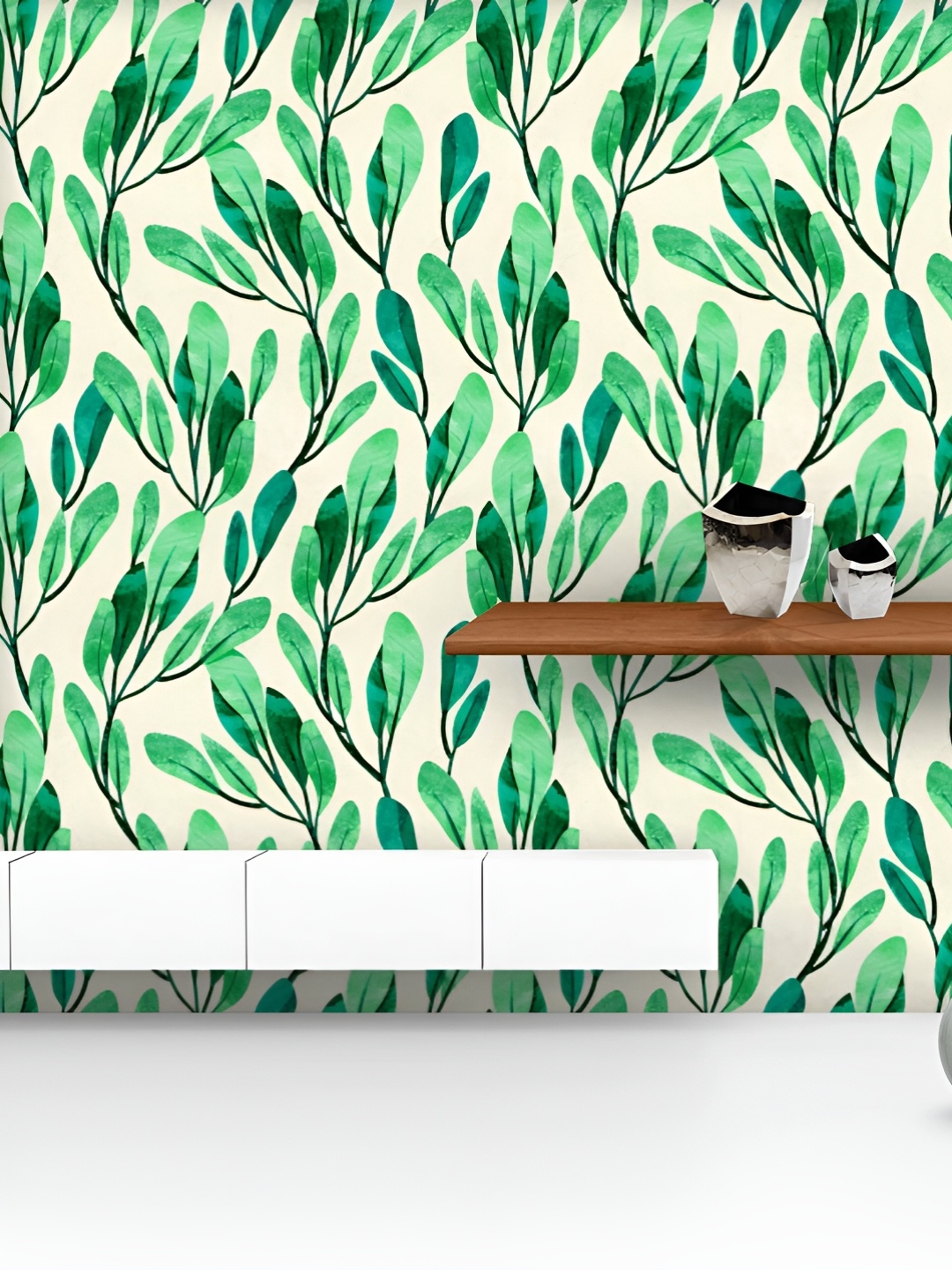 

ArtzFolio Printed UV-Resistant Anti-Bacterial Green Leaves Peel & Stick Wallpaper, Multi