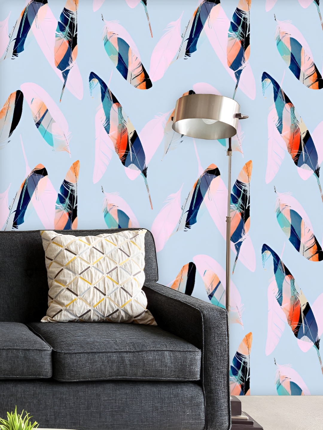 

ArtzFolio Printed UV-Resistant Anti-Bacterial Imprints Of Birds Feathers Peel & Stick Wallpaper, Multi