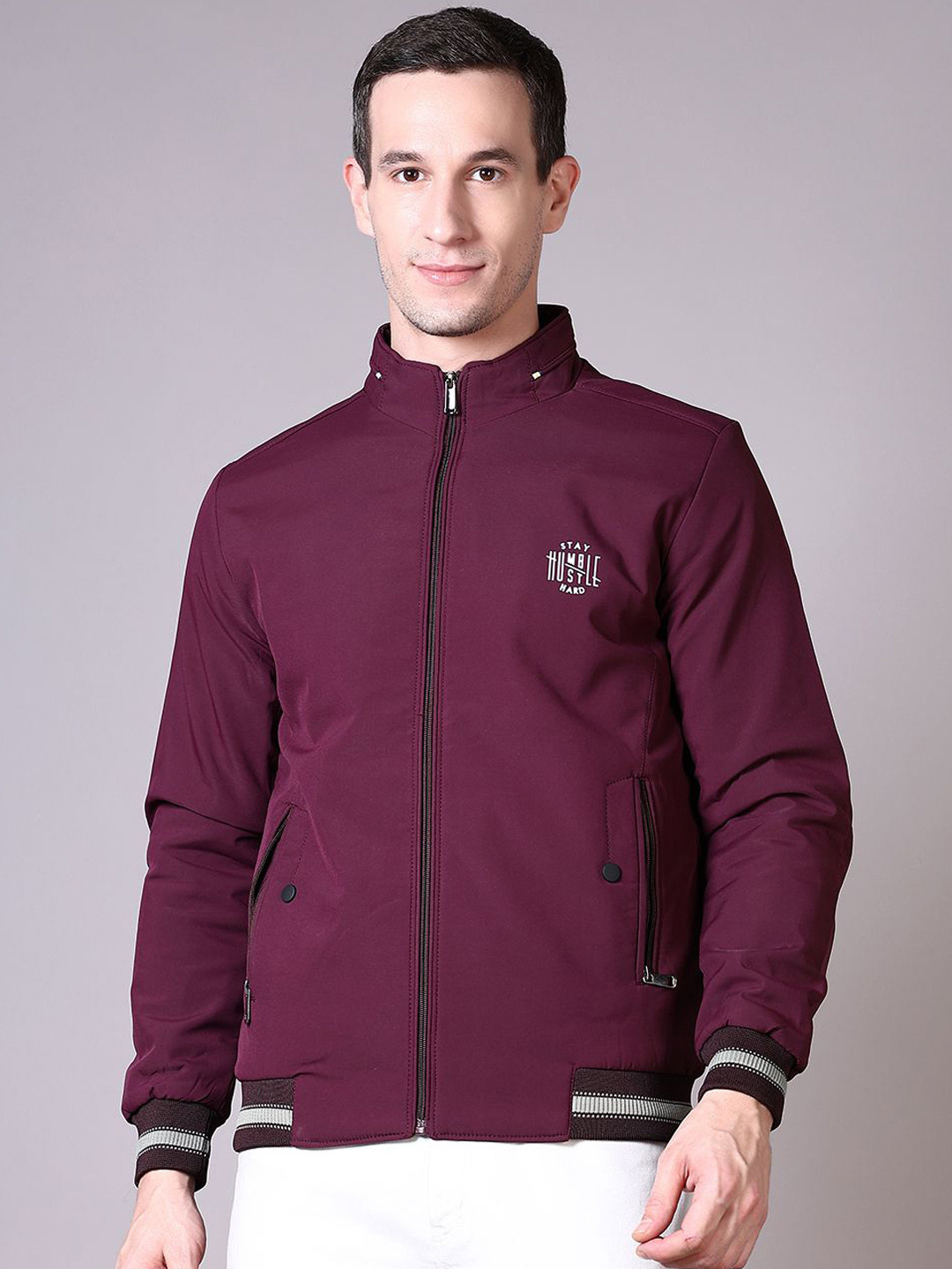 

V-Mart Men Bomber Jacket, Maroon
