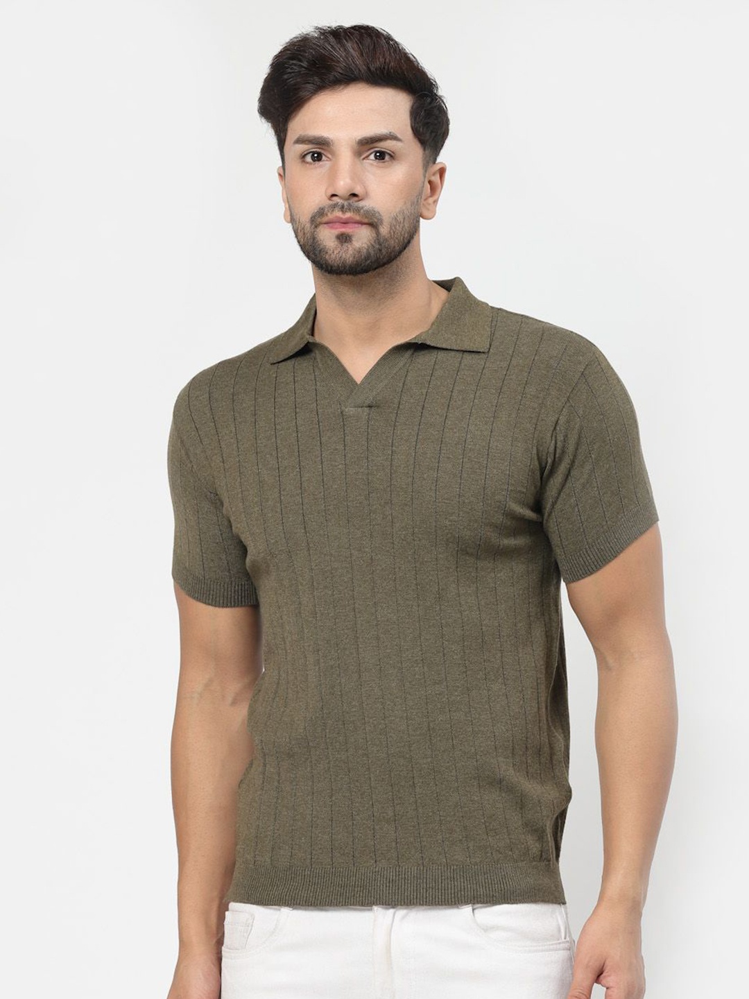 

Kalt Men Polo Collar T-shirt, Olive