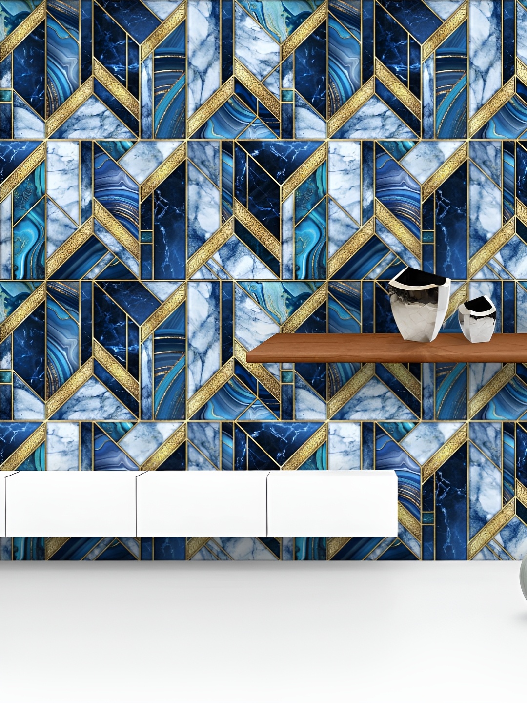 

ArtzFolio Printed UV-Resistant Anti-Bacterial Geometrical Shapes Peel & Stick Wallpaper, Multi