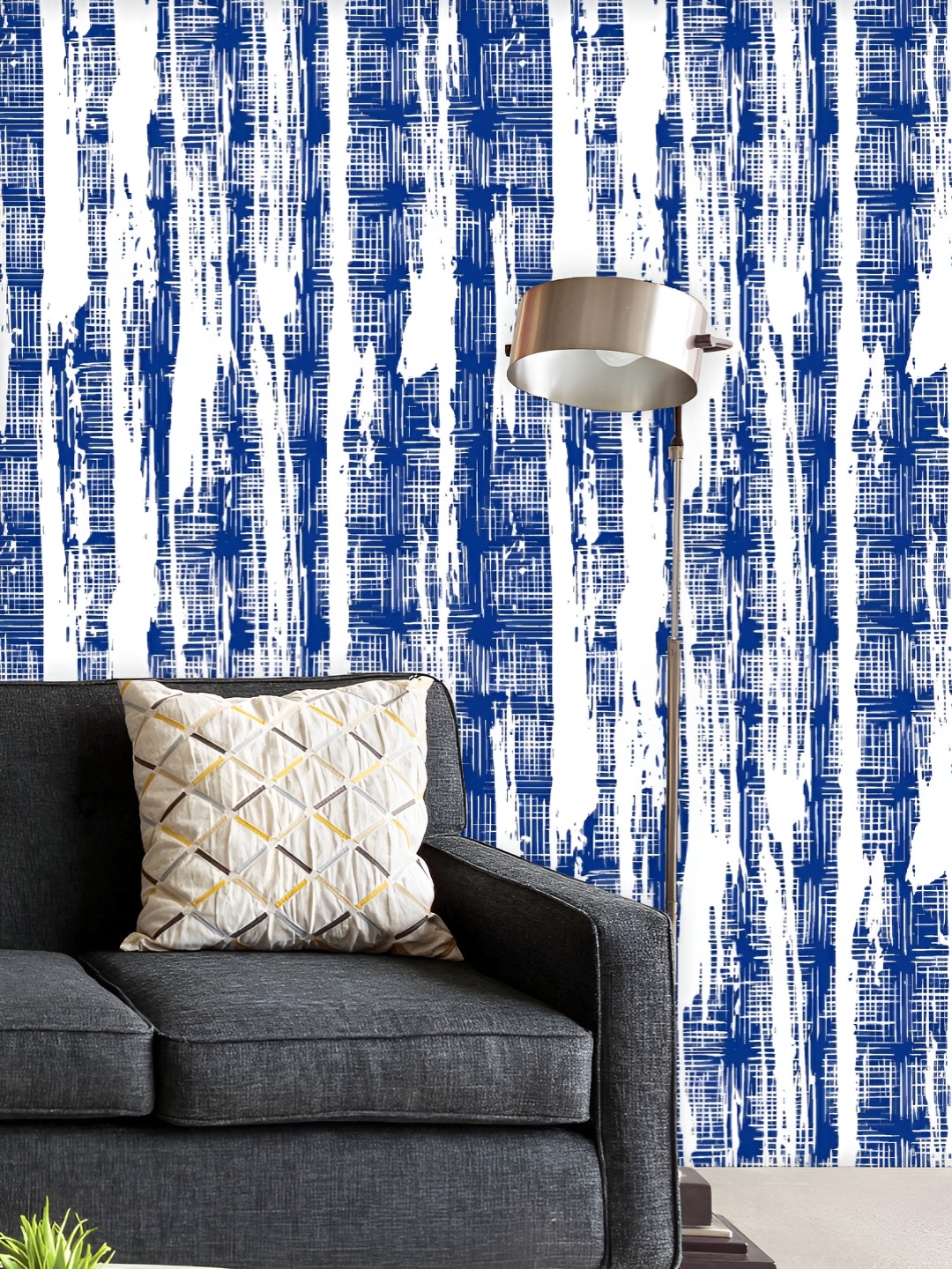 

ArtzFolio Printed UV-Resistant Anti-Bacterial Abstract Indigo Tie Dye Batik Peel & Stick Wallpaper, Multi