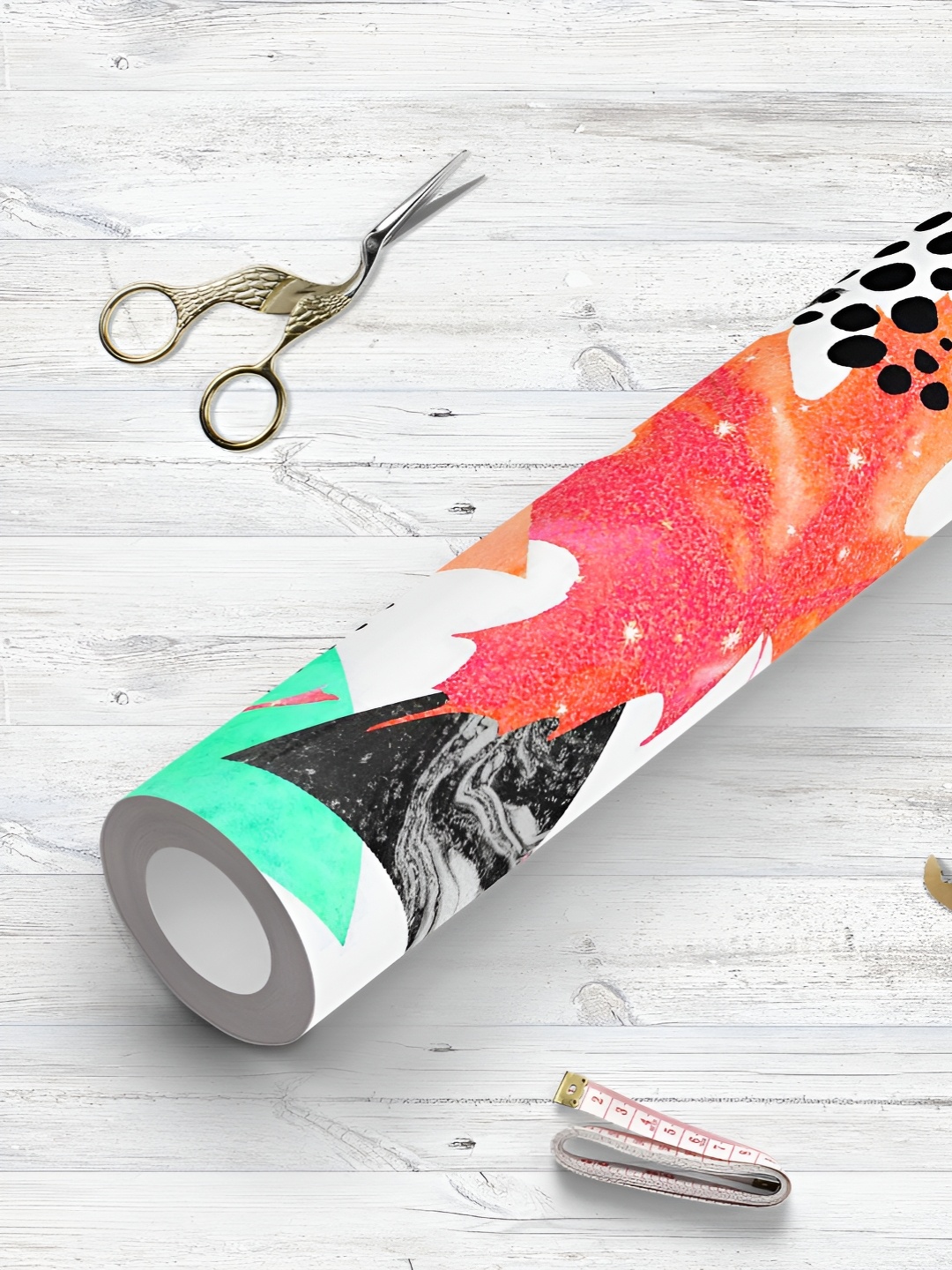 

ArtzFolio White & Orange Coloured Printed UV Resistant Wallpaper