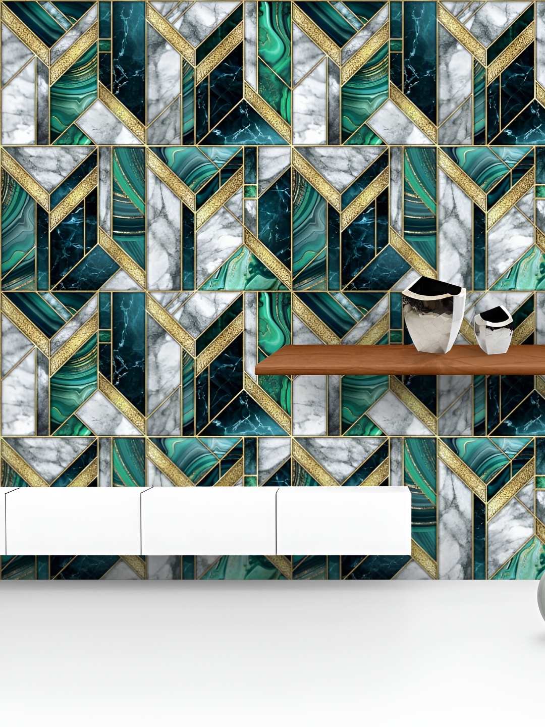 

ArtzFolio Printed UV-Resistant Anti-Bacterial Abstract Marble Mosaic Peel & Stick Wallpaper, Multi