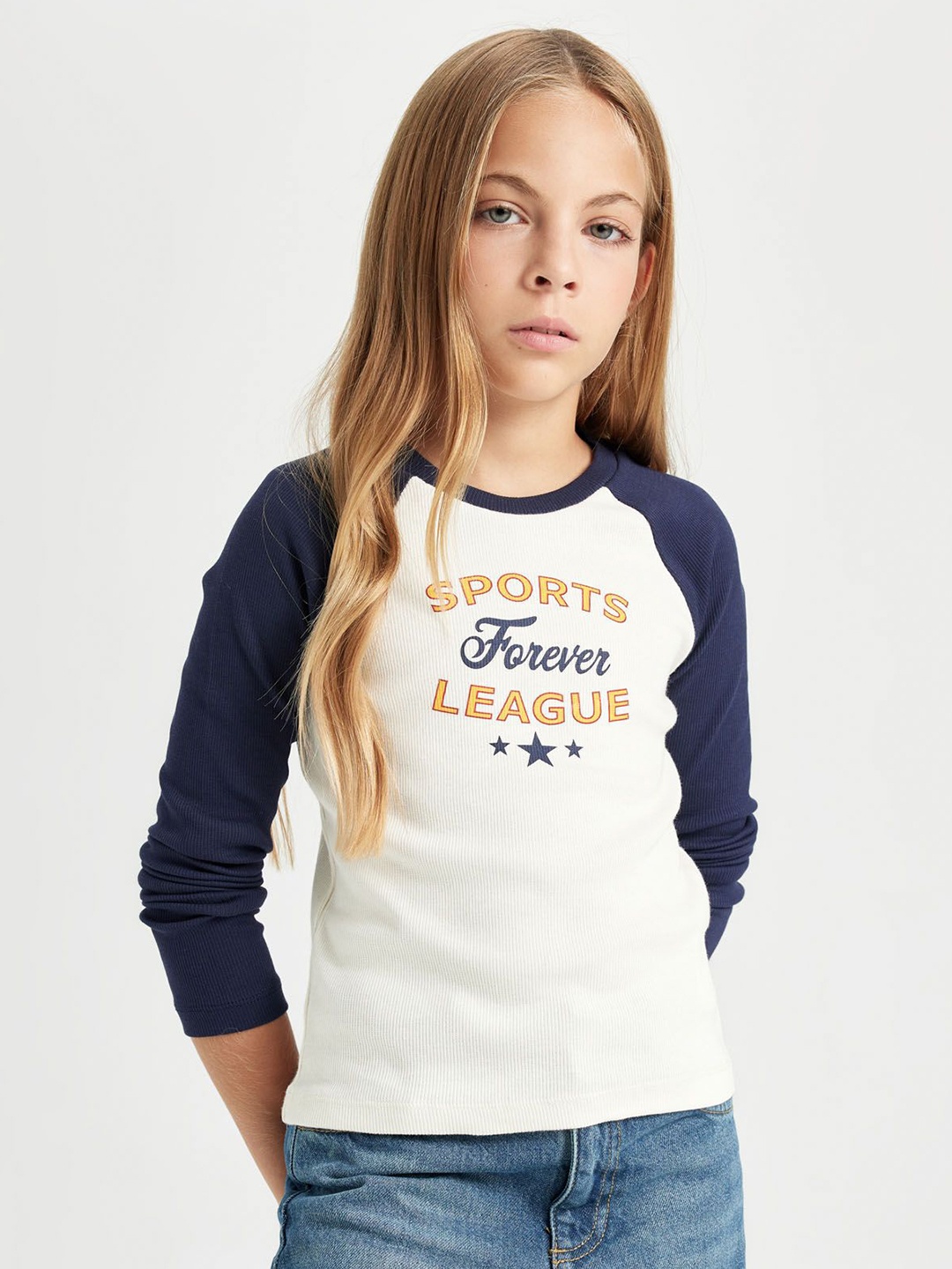 

DeFacto Girls Typography Printed Applique T-shirt, Na