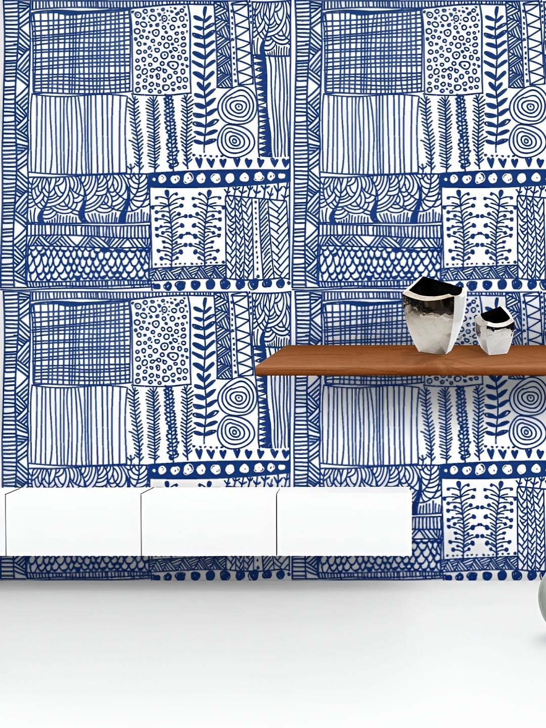 

ArtzFolio Blue & White Printed UV Resistant Wallpaper