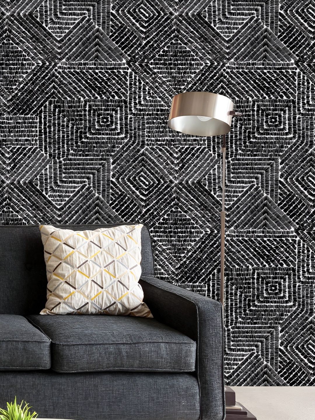 

ArtzFolio Printed UV-Resistant Anti-Bacterial Black Geometric Patches Peel & Stick Wallpaper, Multi