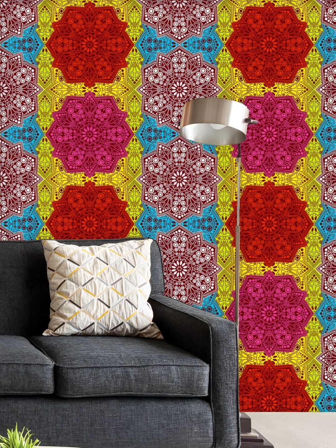 

ArtzFolio Printed UV-Resistant Anti-Bacterial Ethnic Vintage Pattern Peel & Stick Wallpaper, Multi