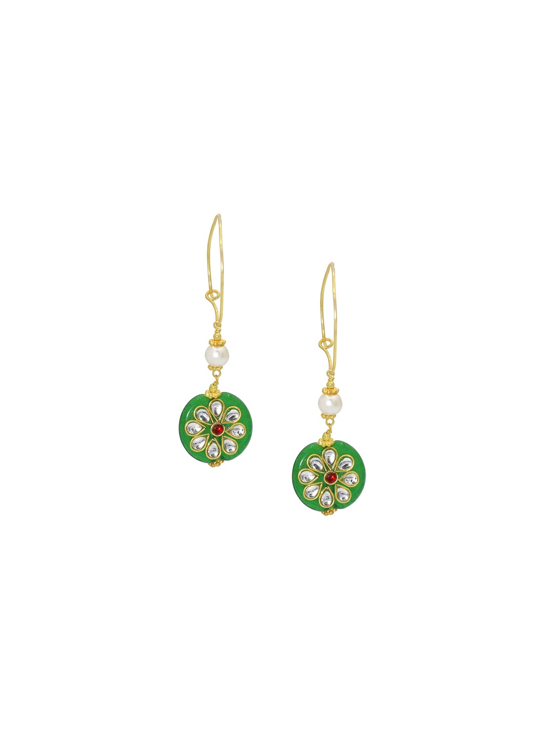 

MEMOIR Brass-Plated Contemporary Hoop Earrings, Green