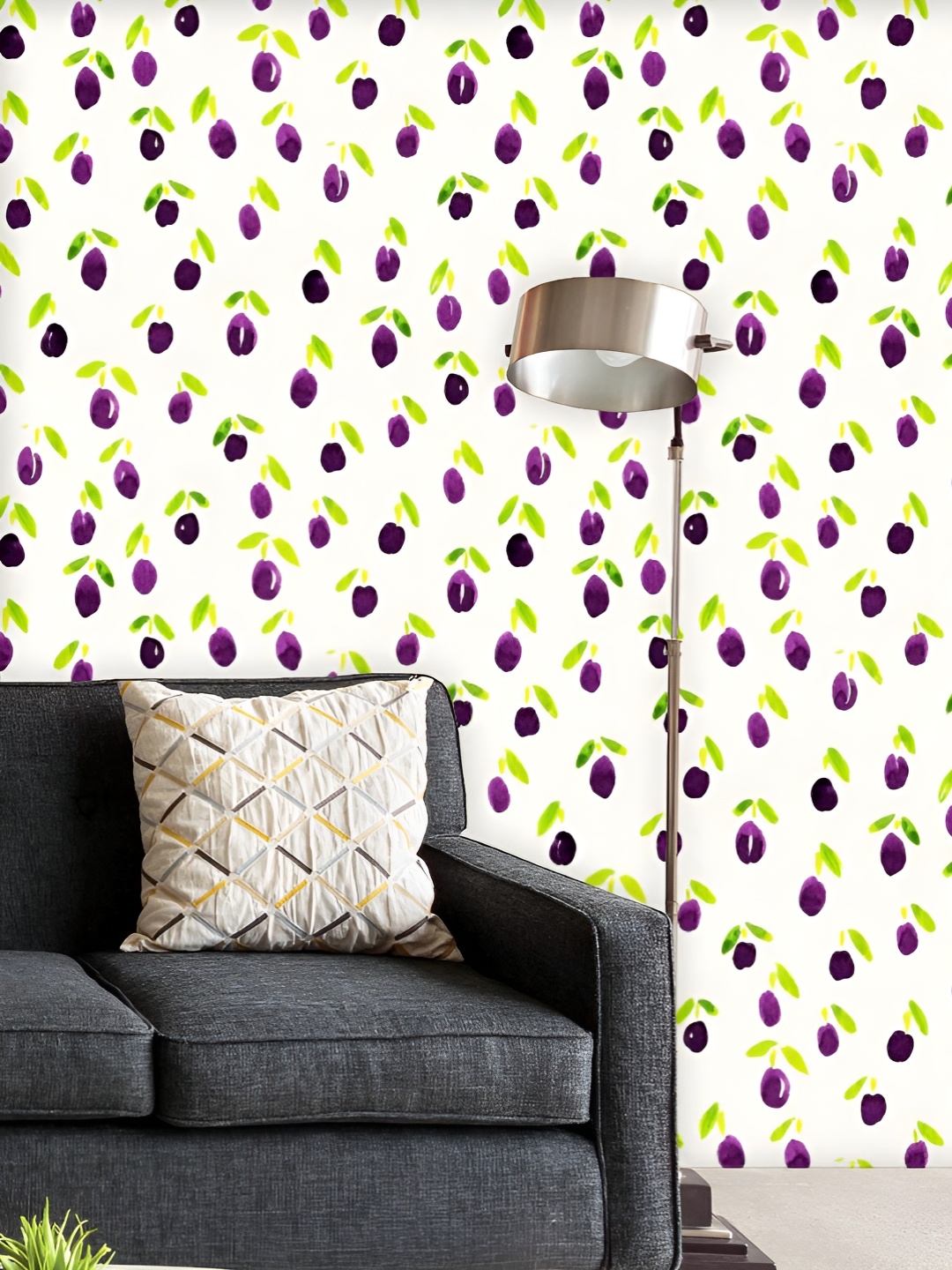 

ArtzFolio Printed UV-Resistant Anti-Bacterial Watercolor Miniature Berries Peel & Stick Wallpaper, Multi