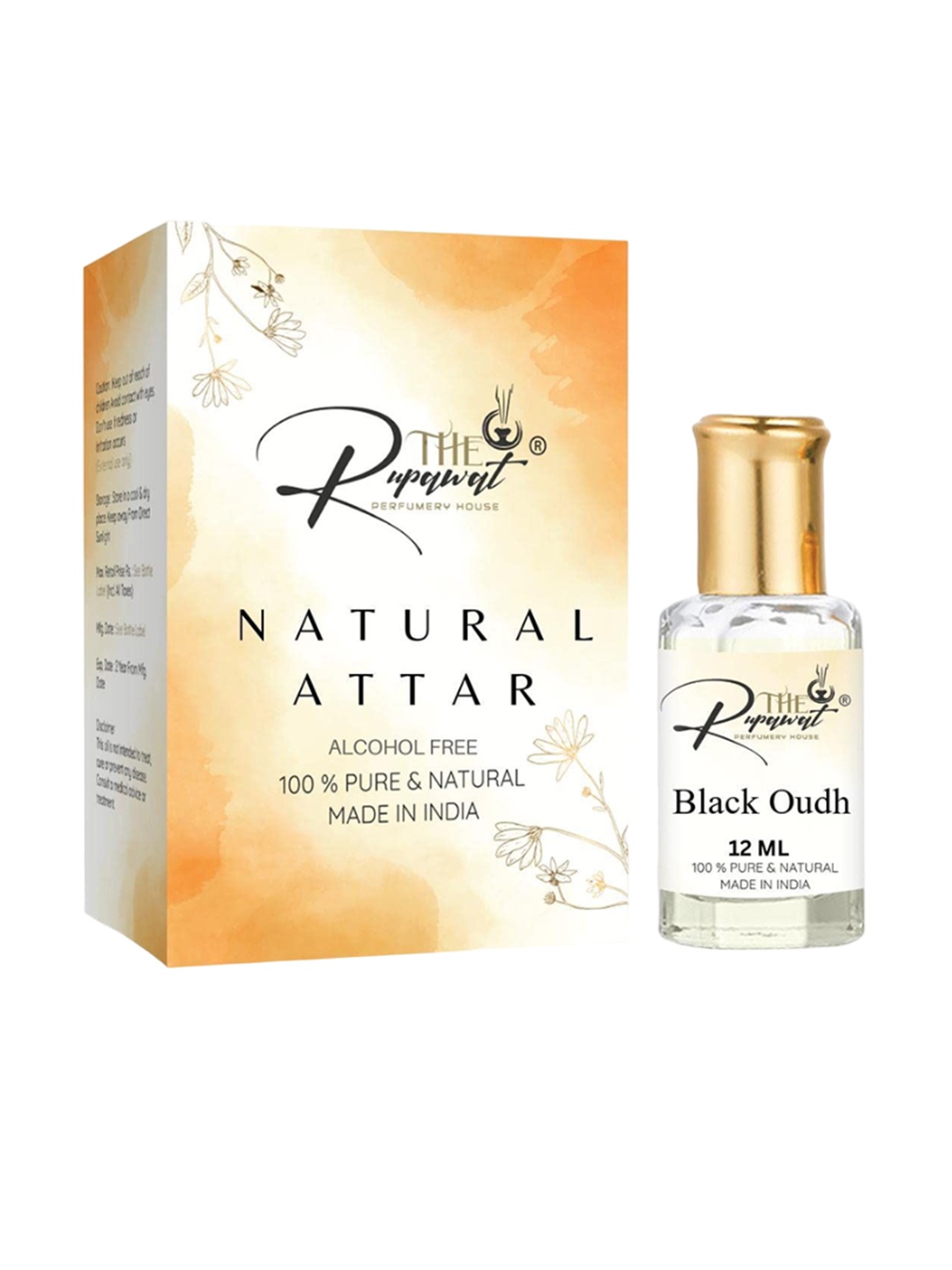 

THE RUPAWAT Perfumery House Black Oudh 100% Natural & Pure Alcohol Free Attar - 12 ml, Transparent