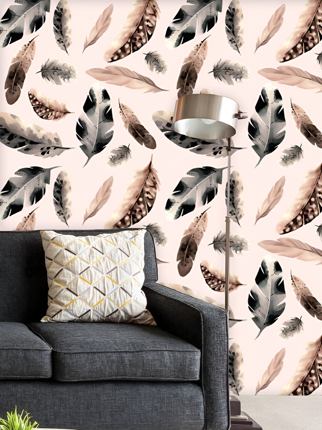 

ArtzFolio Peach- Coloured & Grey Printed UV Resistant Wallpaper