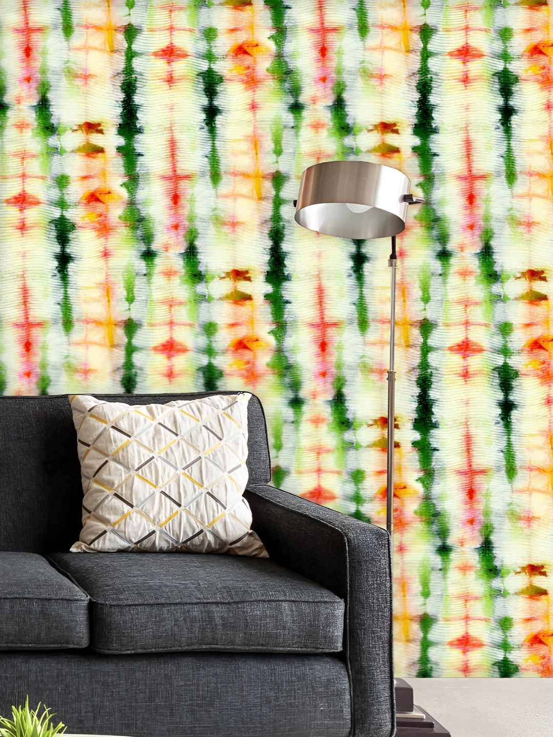 

ArtzFolio Printed UV-Resistant Anti-Bacterial Shibori Ikat Batik Art Peel & Stick Wallpaper, Multi