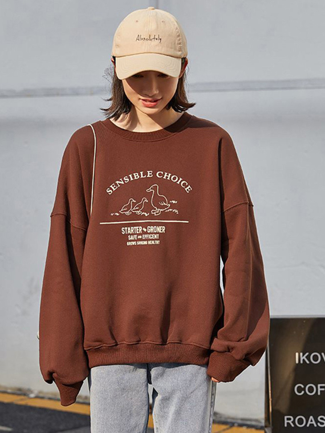 

JC Mode Women Pullover Sweatshirt, Coffee brown