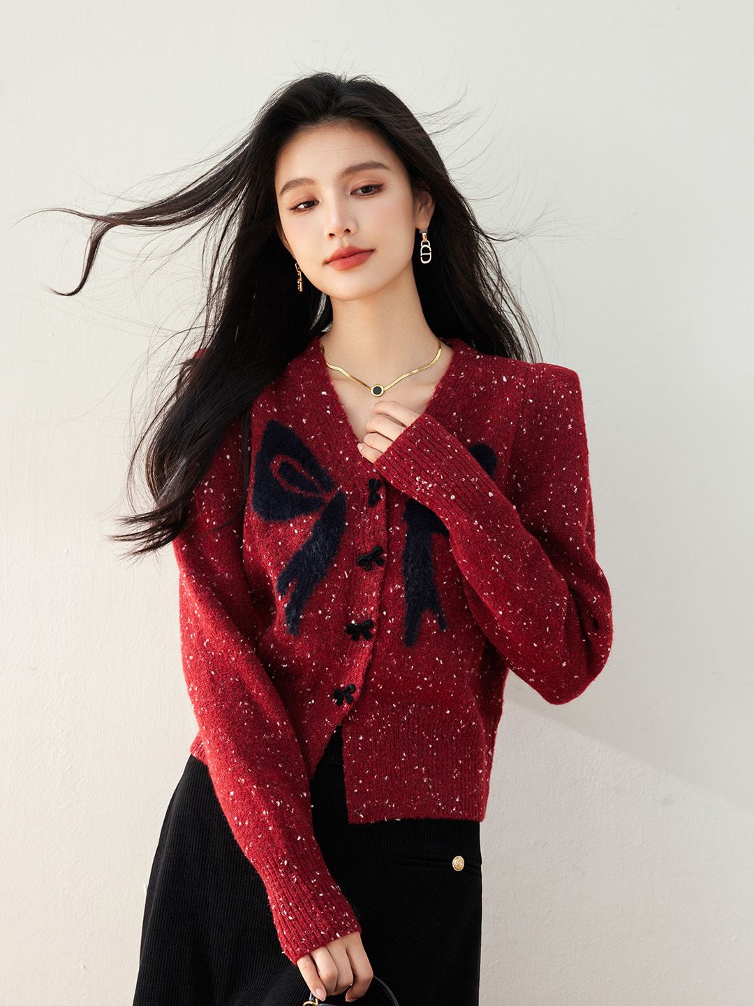

JC Collection Women Cable Knit Cardigan Sweater, Red