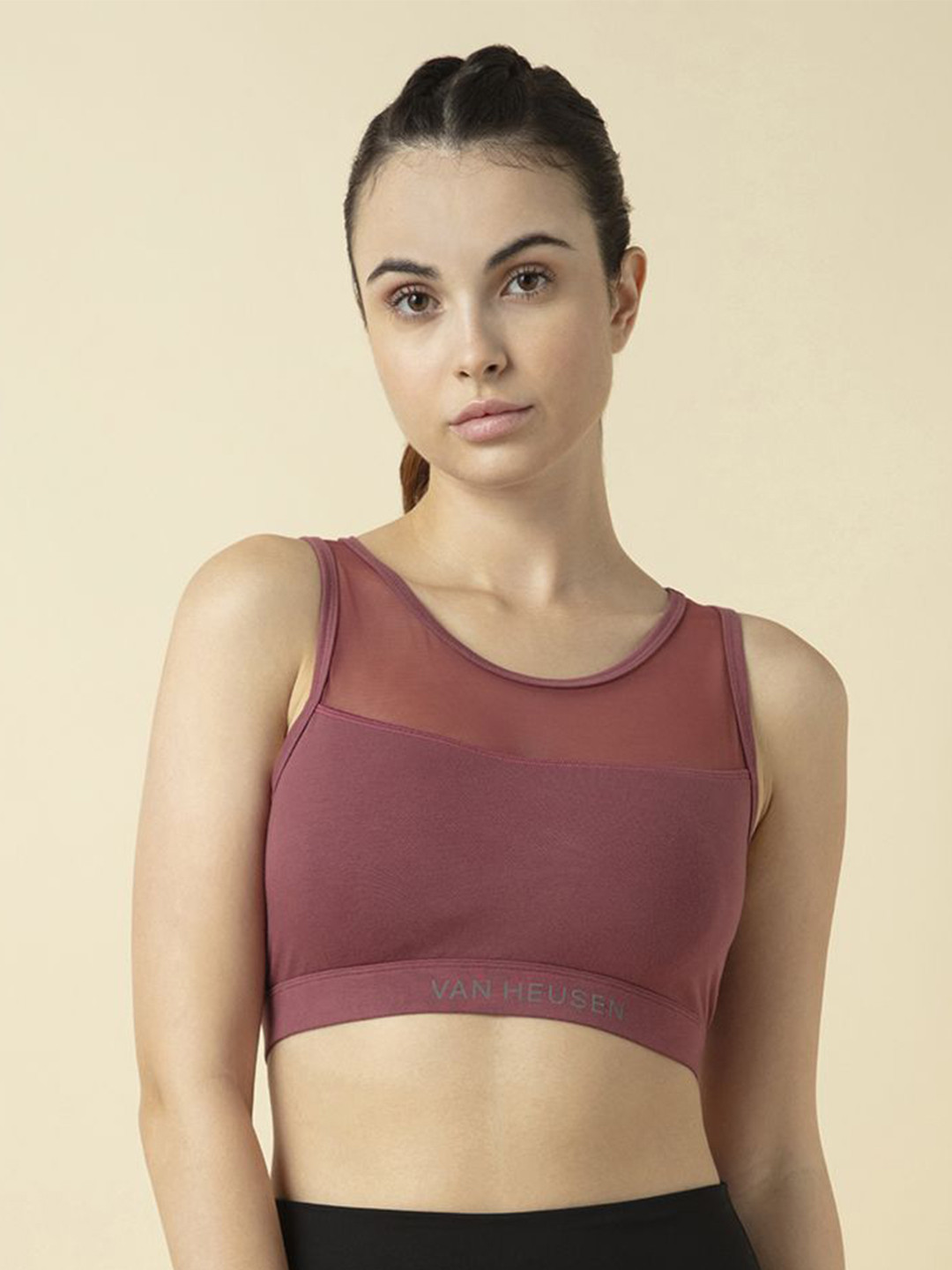 

Van Heusen Pro Active Women Anti Bacterial Full Coverage Wire-free Padded Sports Bra, Brown