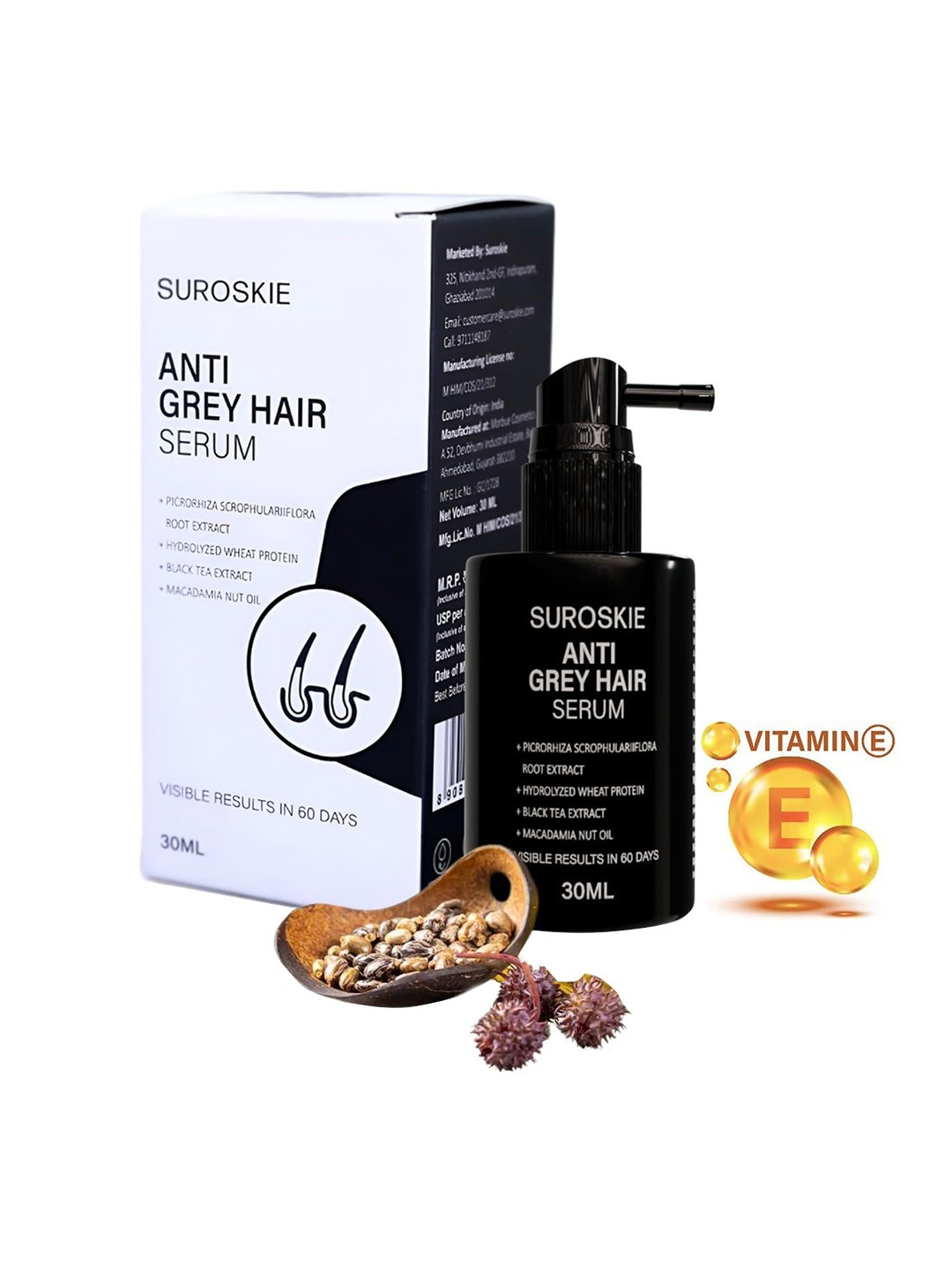 

SUROSKIE Anti-Grey Hair Serum With Vitamin E - 30 ml, White