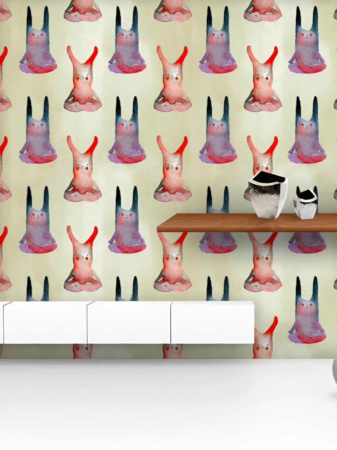

ArtzFolio Printed UV-Resistant Anti-Bacterial Yoga Bunny Peel & Stick Wallpaper, Multi