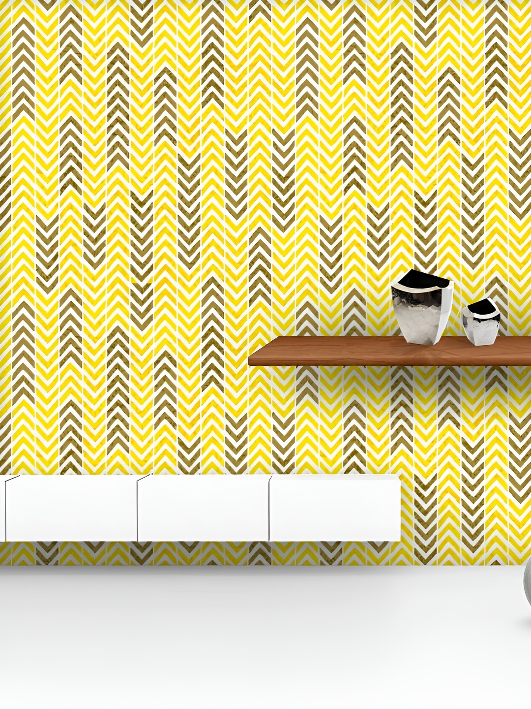 

ArtzFolio Printed UV-Resistant Anti-Bacterial Vintage Grunge Chevron Peel & Stick Wallpaper, Multi